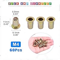 Vista 2 de Glarks Juego de 60 tuercas de remache de brida de cuerpo hexagonal M3 de acero al carbono chapadas en zinc, cabeza plana roscada, tuerca