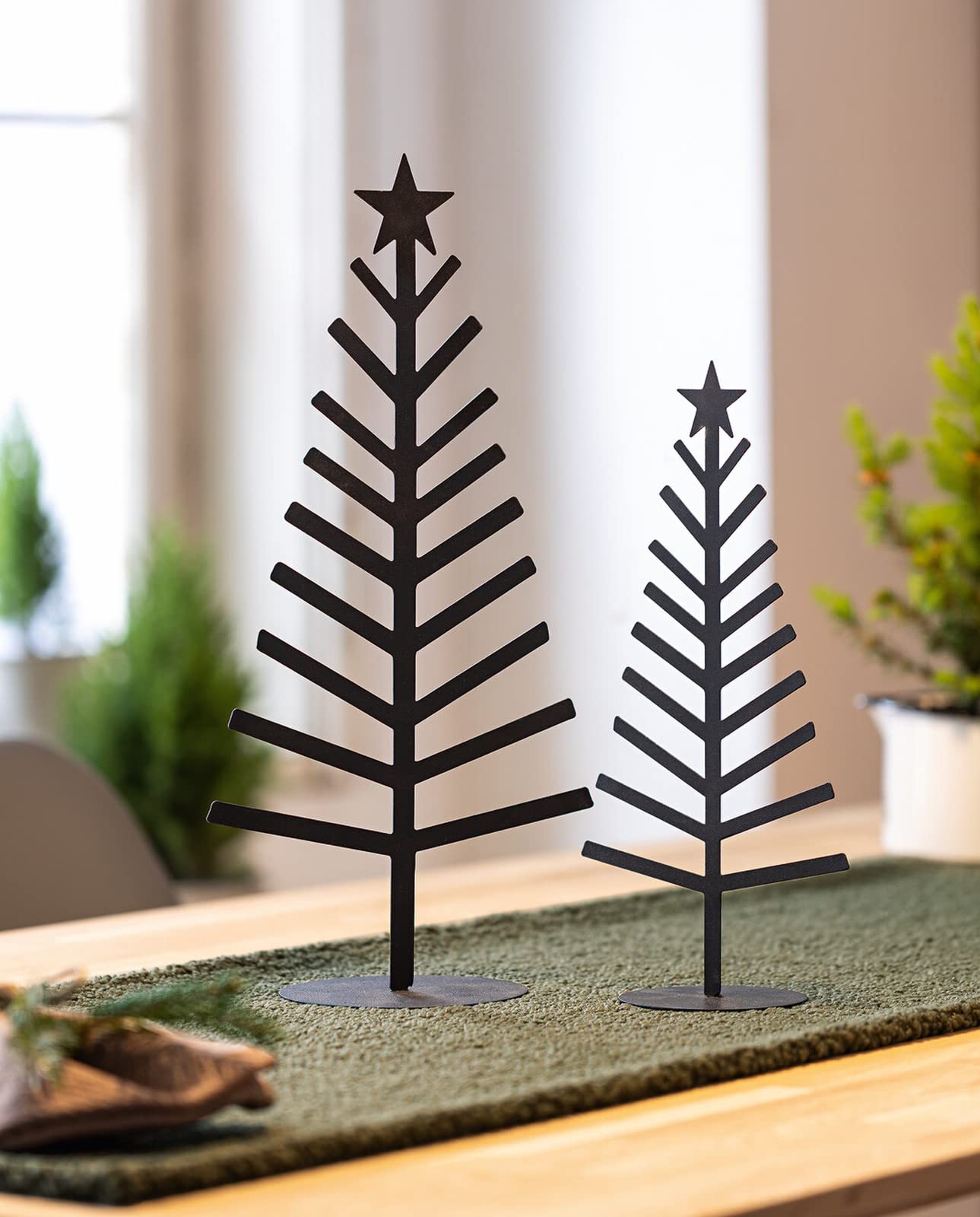 Schwarzer Metall-Tannenbaum Zum Dekorieren, 41 Cm – Weihnachts-Deko Ständer Mit 3 Etagen Für Christbaumschmuck