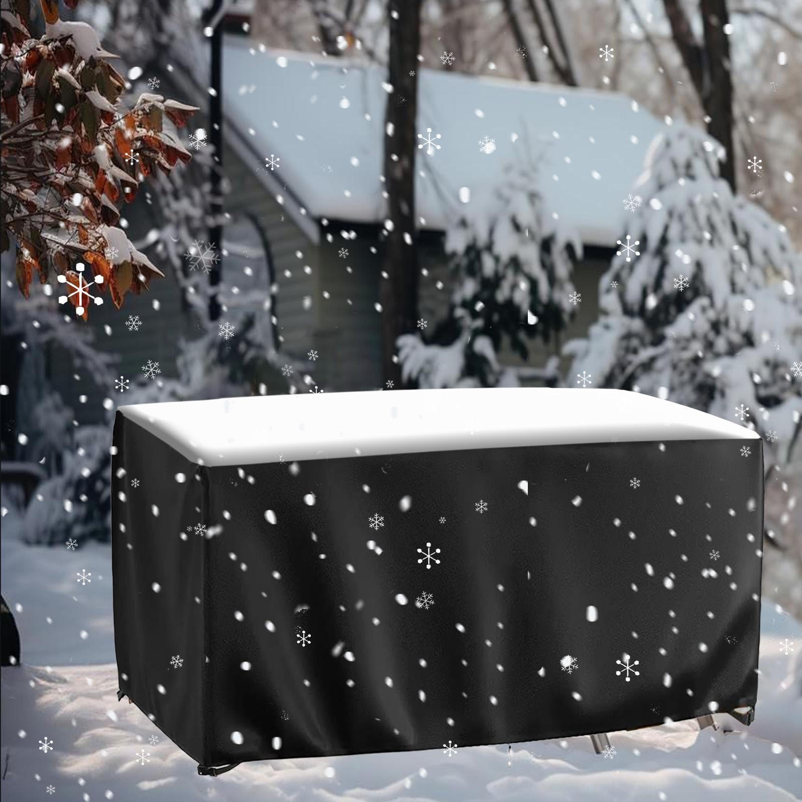 HYFBH Outdoor Garden Furniture Covers Waterproof 150x90x15cm/LxWxH 420D Heavy Duty Oxford Fabric Patio Furniture Cover for outside Rectangle Anti-UV Table and Chair Set Rattan Furniture Set