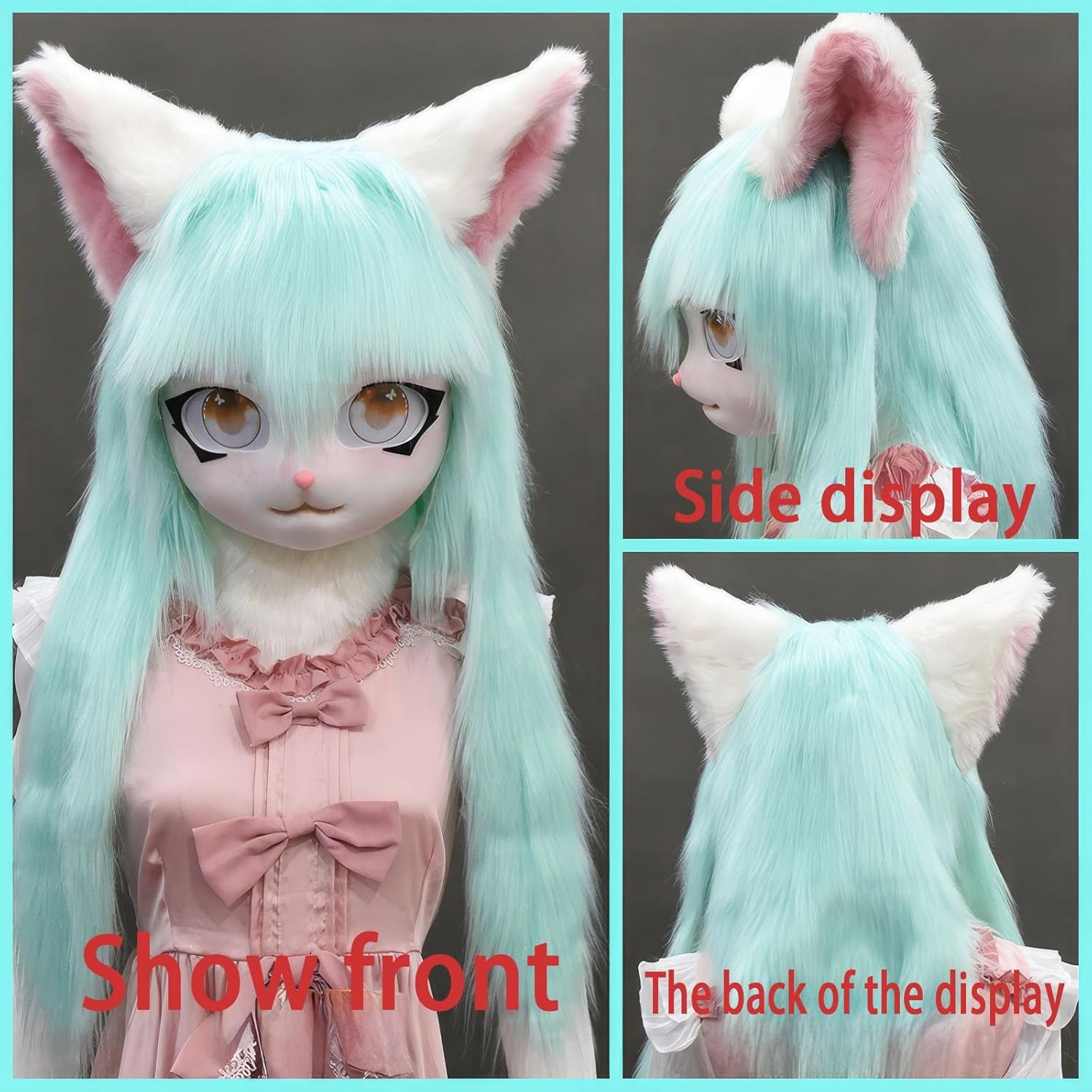 [Rolamumu] 着ぐるみ、動物の頭の猫、アニメスタイルの動物のフード、ロリータドレスアップ、ハロウィーンの仮面舞踏会パーティー