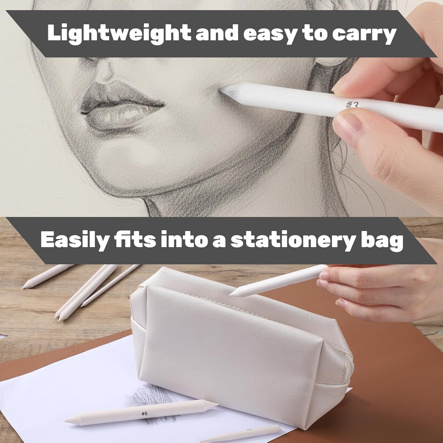 288 Pcs Blending Stump and Tortillion Set, Paper Art Blenders Bulk, Drawing Pencil, Oil Pastel Blending Pencil Soft Paper Felts Sketch Shading Pencils for Sketch Drawing(9 Sizes)