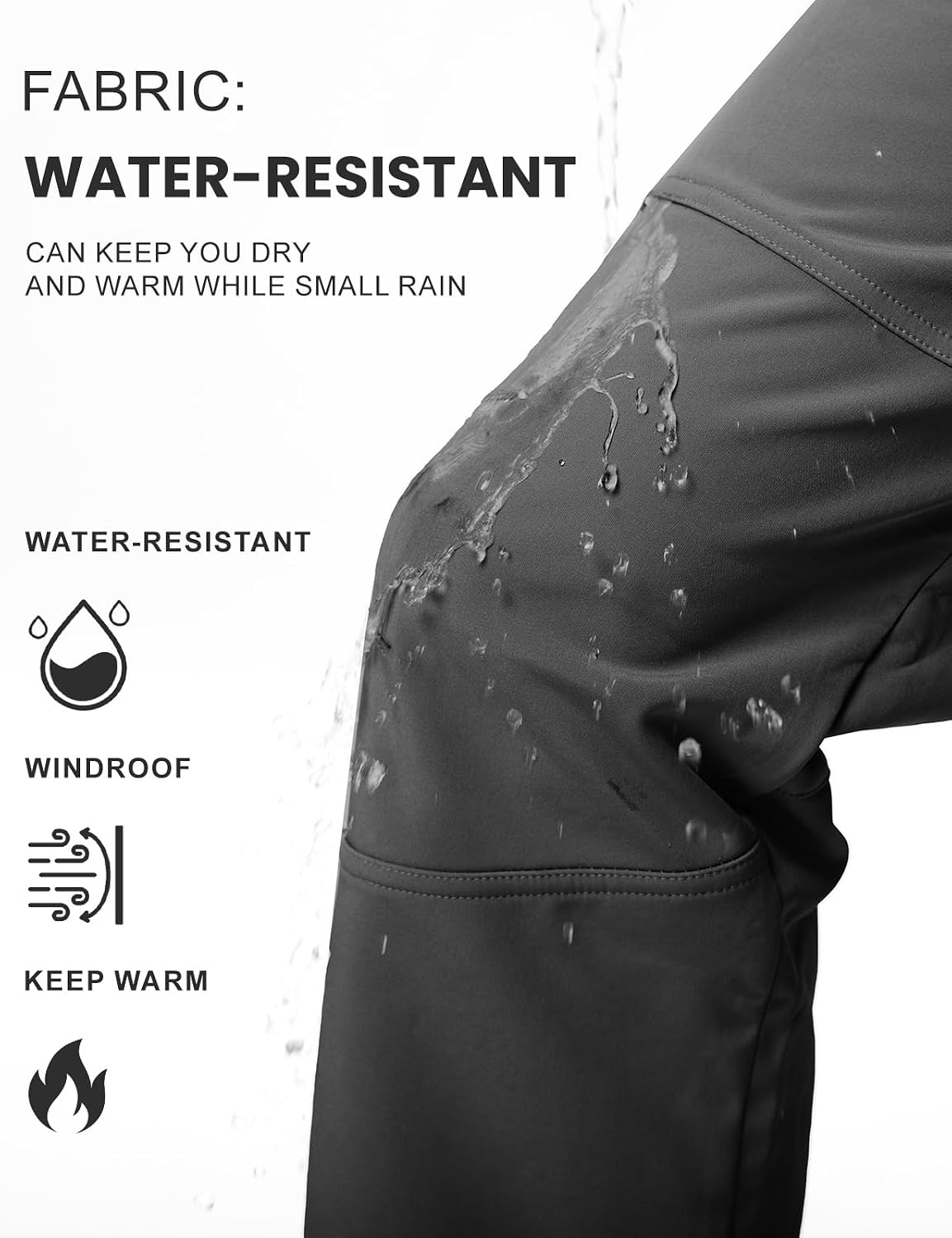  Men's Snow Ski Hiking Pants Waterproof Winter Fleece Lined Pants Camping Skiing Ice Fishing Pants with Belt thumbnail