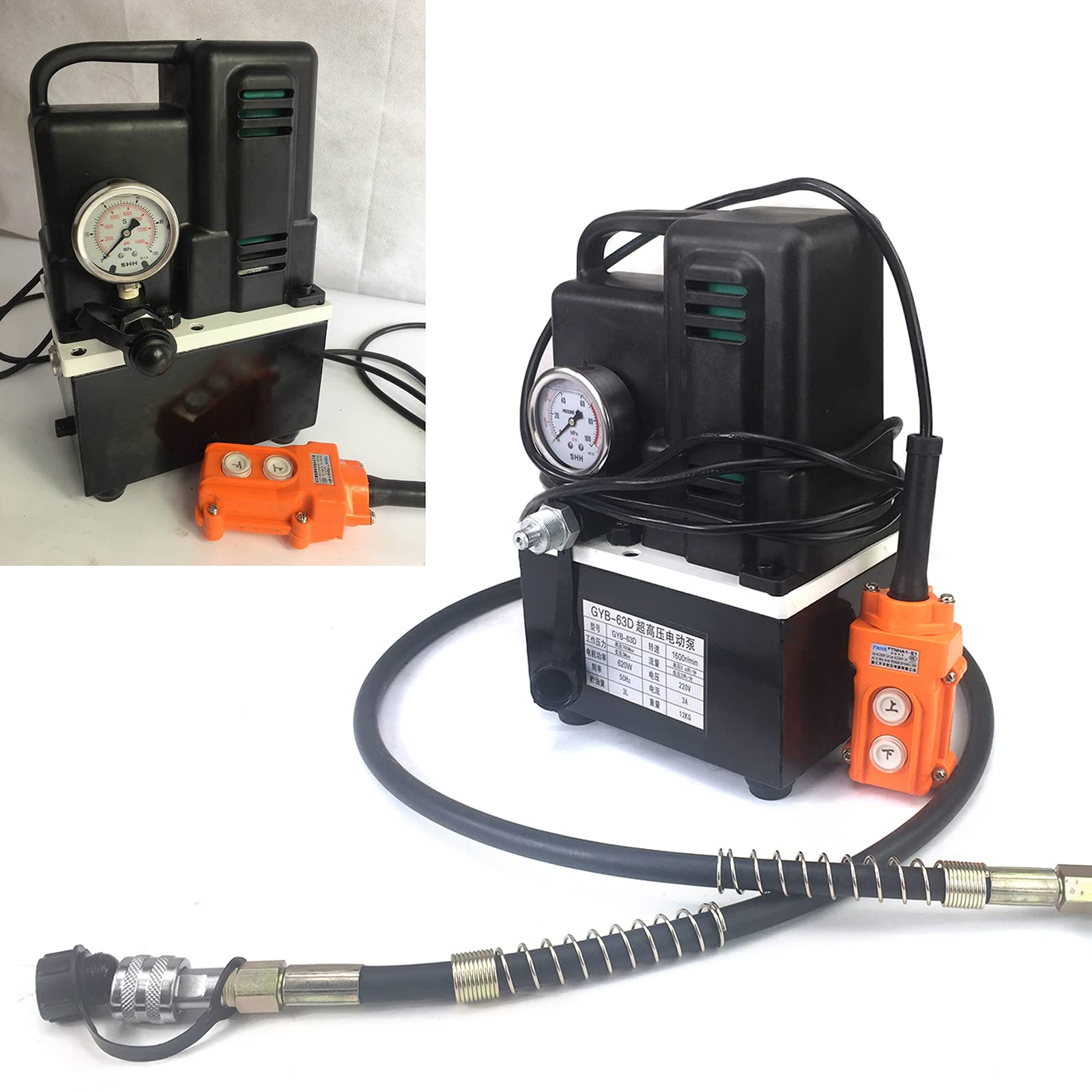 Pompa elettrica idraulica, 1,2 kw pompa 220 v ad azione semplice valvola ad alta pressione olio idraulico pompa elettrica per auto biciclette e pneumatici bici pistola ad aria compressa