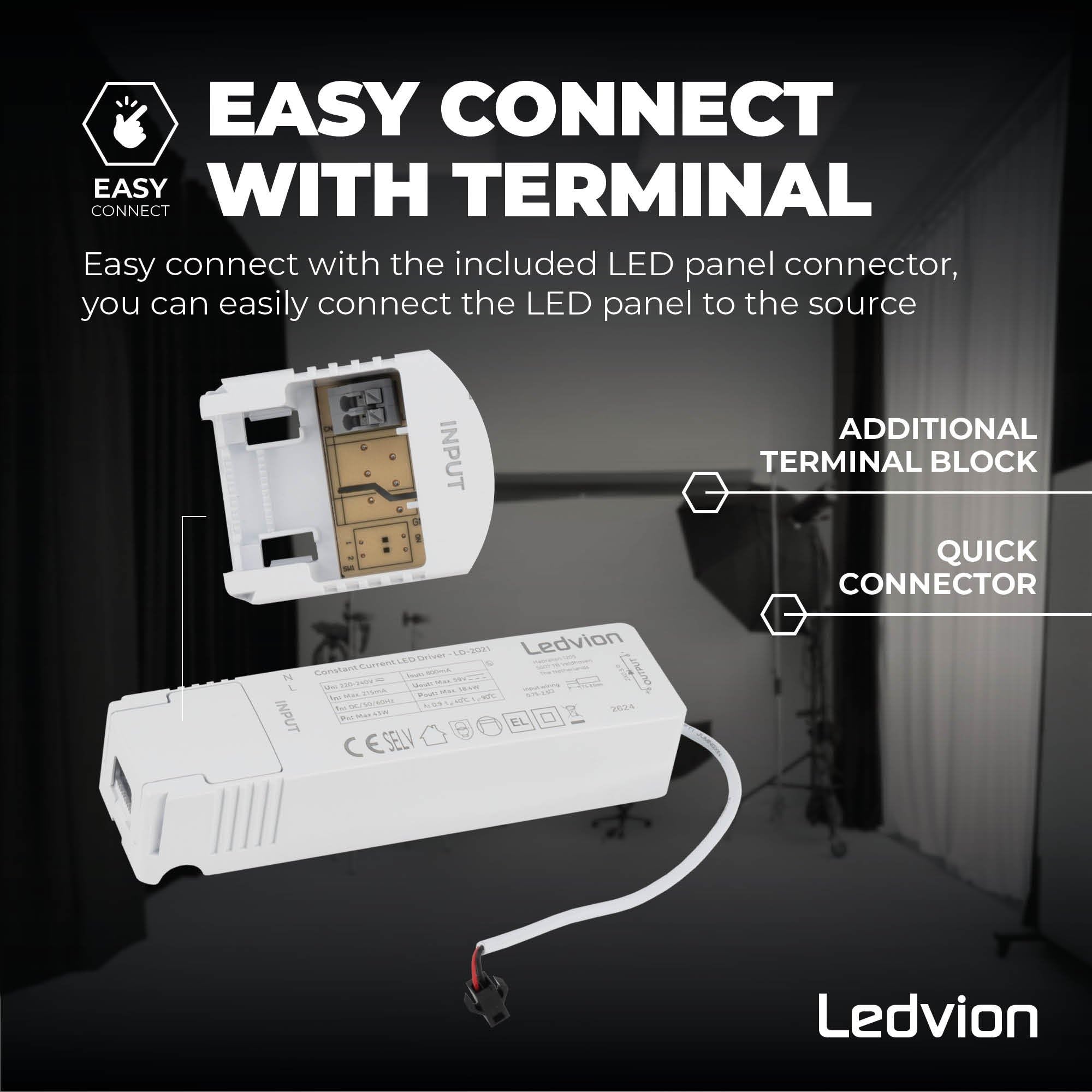 Ledvion - Pannello LED Dimmerabile, 60x60, 36W, 4000K, 4000 Lumen, Apparecchio da Incasso per Soffitto a Griglia, Inclusi driver LED e connettore rapido