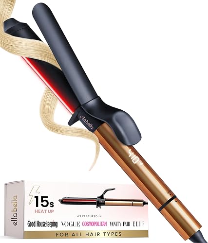 ELLA BELLA® Curling Iron 1 Inch, Professional Ceramic Wand, All Hair Types