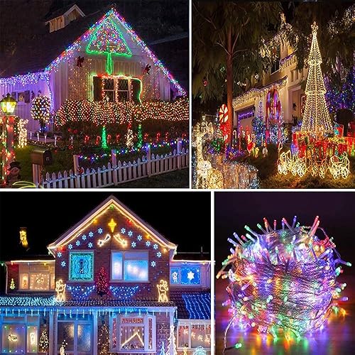 Miniatura 6 de Luces LED de carámbano para exteriores, 32.8 pies, 400 luces LED de Navidad con temporizador, impermeables, conectables, cortina de aleros,