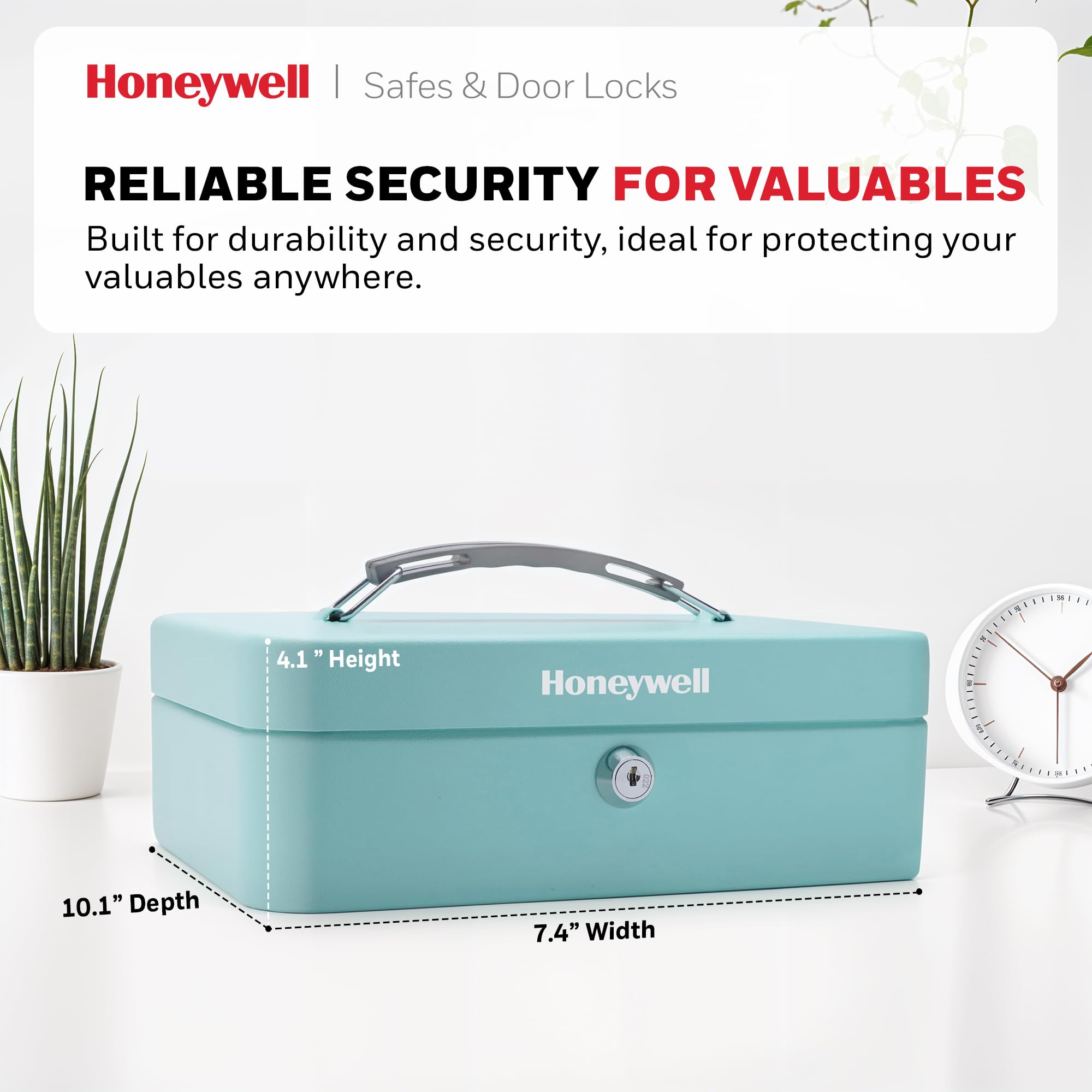 Honeywell Safes & Door Locks 6112TL Cassetta portavalori standard in acciaio con serratura a chiave, nero