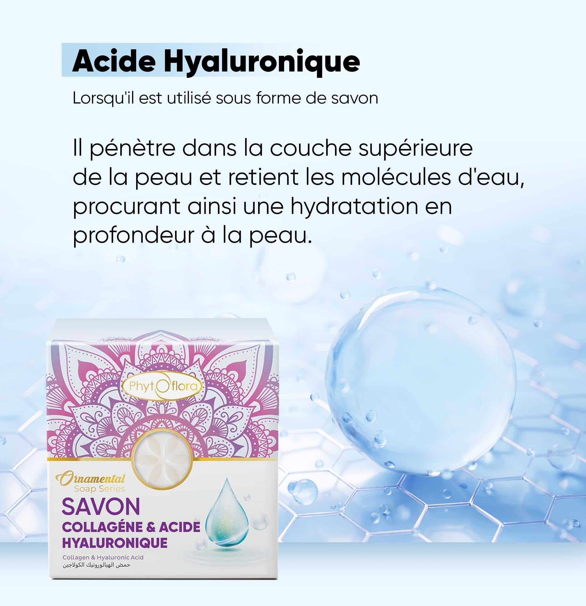 PHYTOFLORA Savon Collagene & Acide Hyaluronique 100 gr 1pc | Hydratant, Exfoliant Visage et Corps | Soin Naturel pour Peau Jeune et Éclatante - Savon Solide Collagene Shampoing sans Sulfate