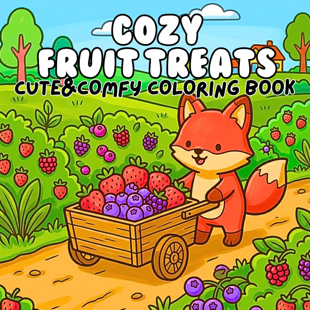 Cozy Fruit Treats Cute & Comfy Coloring Book: Adorable Illustrations Featuring Tropical Treats Berries Lemonade Picnics and Relaxing Moments