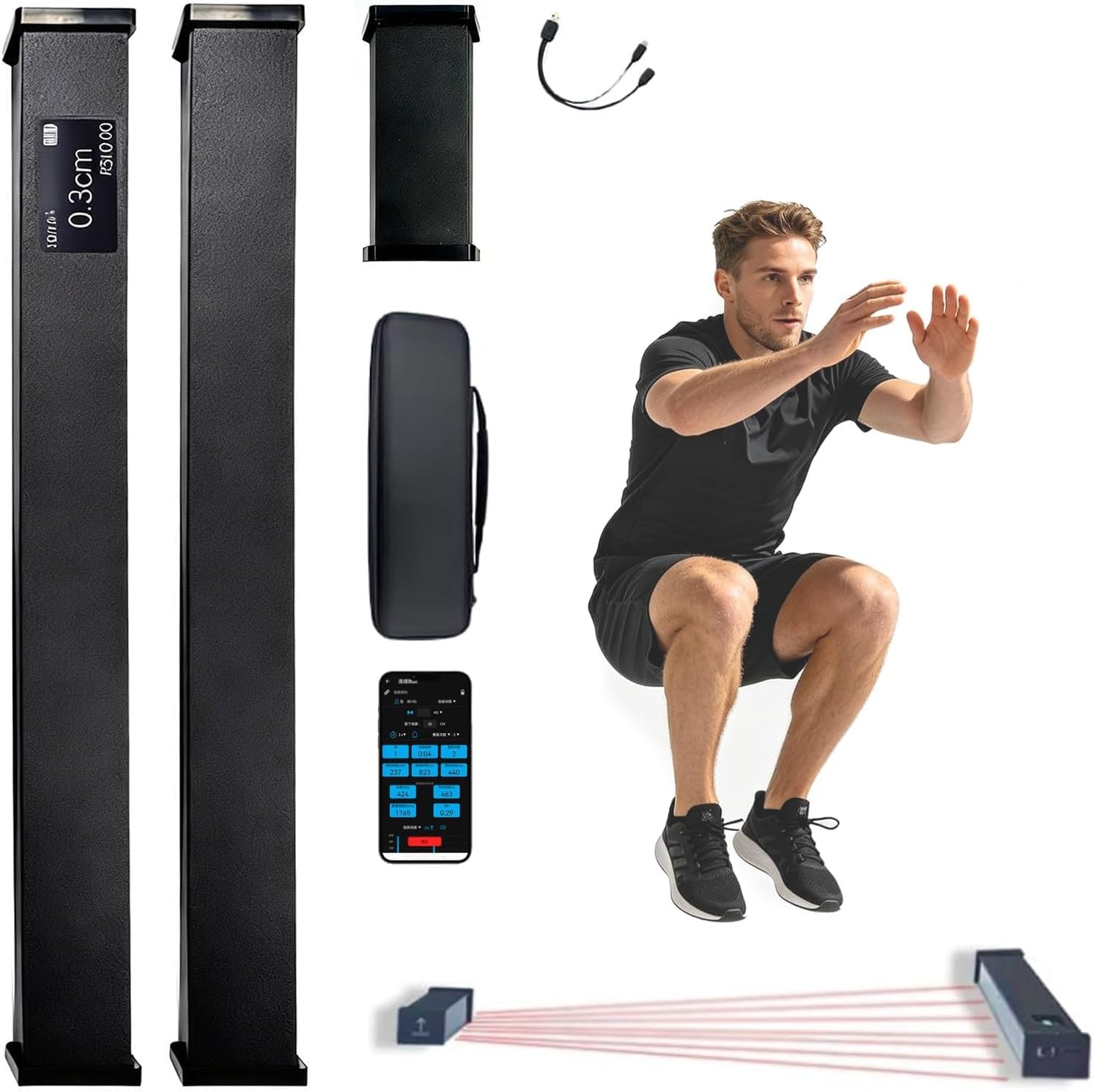 YXFAZPP Advanced Vertical Jump Tester - Smart App & Sensor, Real-time Tracking, Accurate Height Measurement, Force Rsi (size_name Standard)
