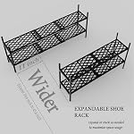Shoe Rack, 45.6" Expandable Shoes Storage Metal Shoe Shelf Stand 2-Tier Stackable Boot Organizer for Closet, Entryway, Garage, Bedroom, Door Entrance, Black
