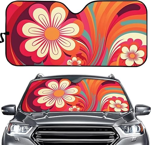 Miniatura 2 de Parasol para parabrisas de automóvil, diseño de líneas onduladas femeninas, divertido estampado floral, plegable, universal, para camiones, SUV,