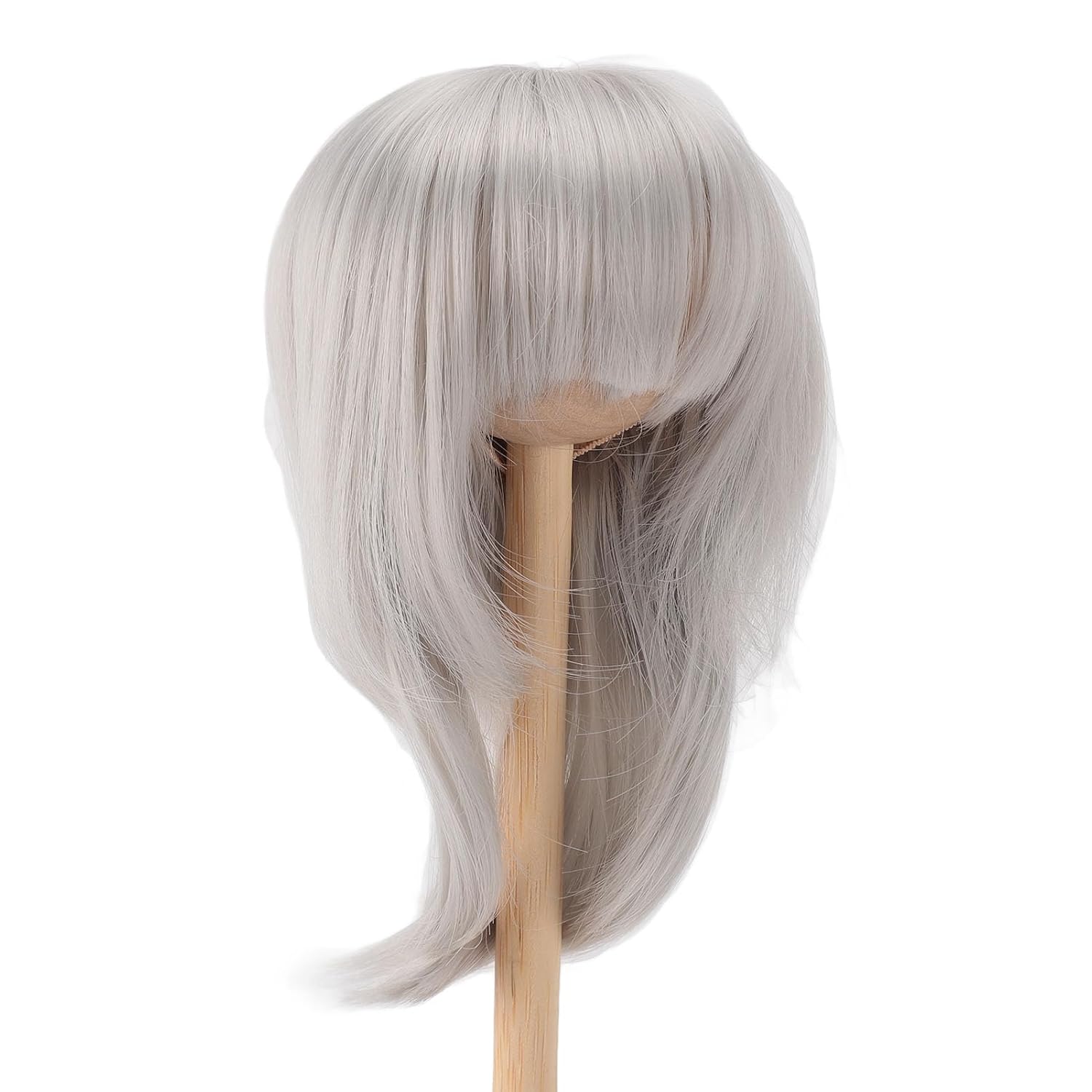 Doll Wigs, Soft Comfortable Synthetic Hair with Simulated Scalp, for 1/4 Doll 18.5 21cm Head Circumference (Silver Gray)