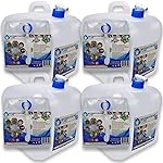 WaterStorageCube BPA-Free Collapsible Water Container 5.3 Gallon with Spigot, Camping Water Storage Carrier Jug for Outdoors Hiking Hurricane Emergency, Foldable Portable Water Canteen (4-Pack)