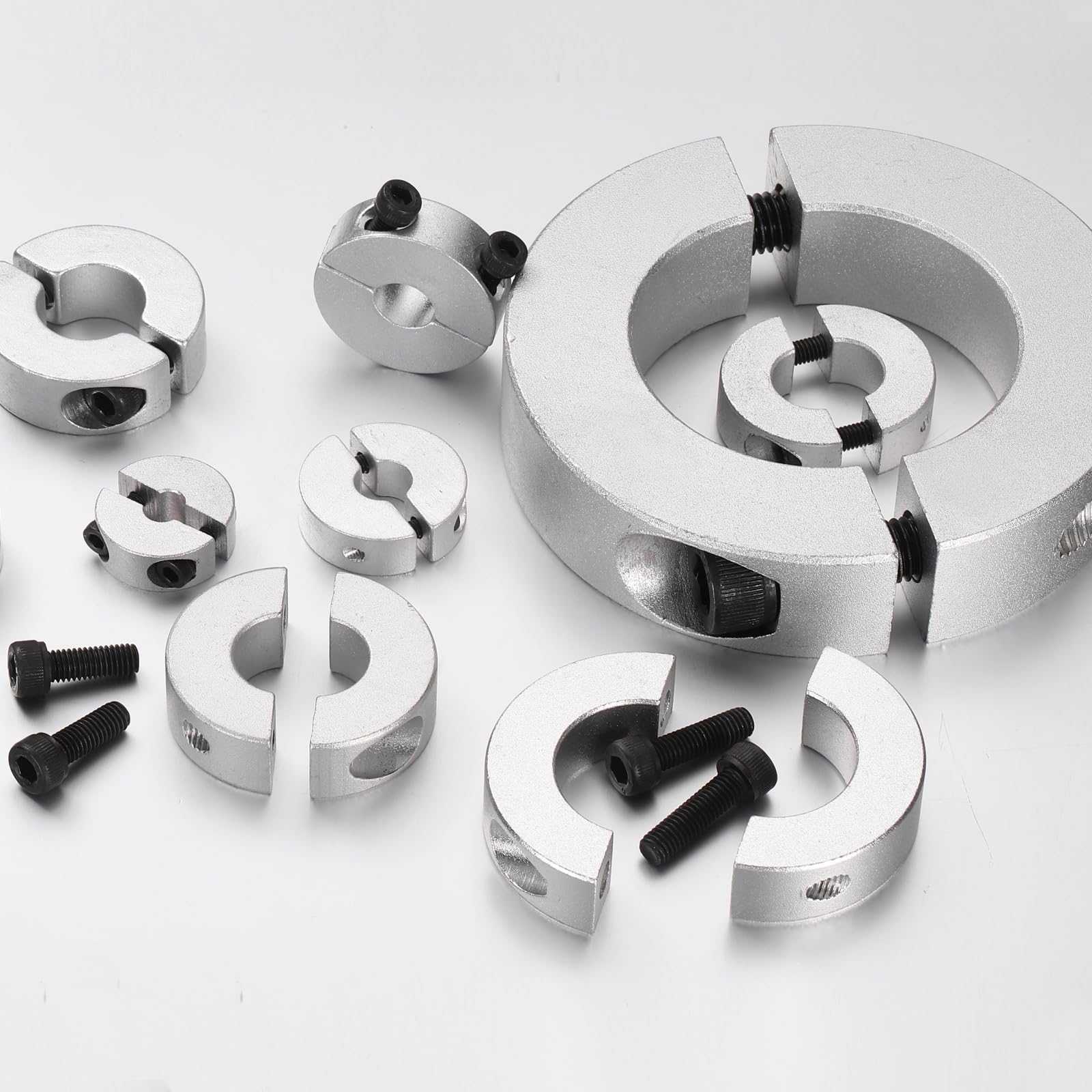 sourcing map 1 x doppelt geteilter Schaftkragen, 60 mm Bohrung, zweiteiliger Klemmkragen, 95 mm Außendurchmesser, 22 mm Dicke, Aluminium-Legierung, Schraubspaltring