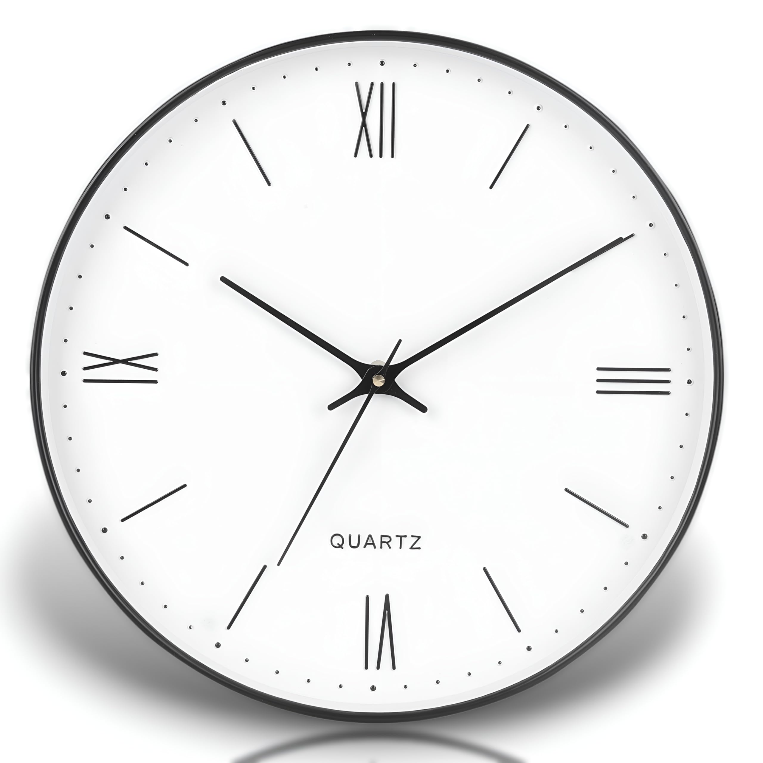 Amazon Brand - Umi 12 Inches Non Ticking Silent Quartz Round Designer Plastic Bold Number Wall Clock for Home Kitchen Bedroom Hall Living Room Office (Roman Number_White)-Analog-image-20