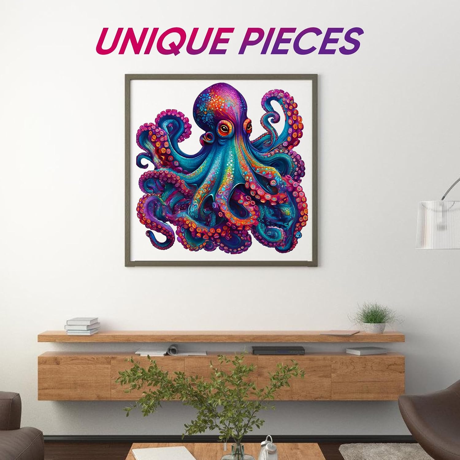 Wooden Puzzles for Adults,Octopus Wooden Jigsaw Puzzle 200 Pieces,Unique Shape Puzzle Pieces, Challenging Ocean Animal Puzzle for Adults and Family Game,Creative Gift,11.2"x11.2"