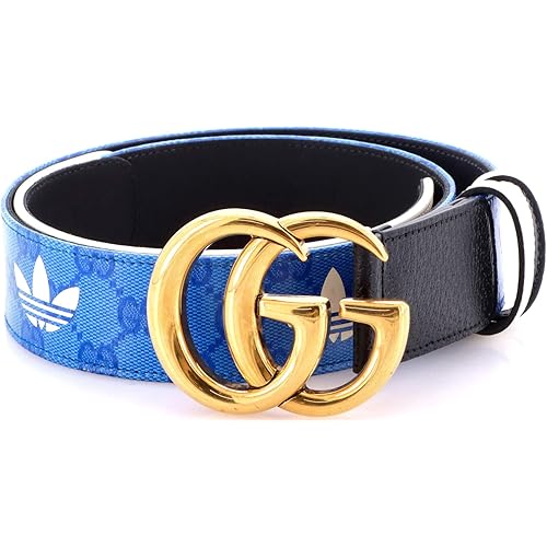 Gucci, Pre-Loved x adidas GG Marmont Belt GG Coated Canvas and Leather, Blue