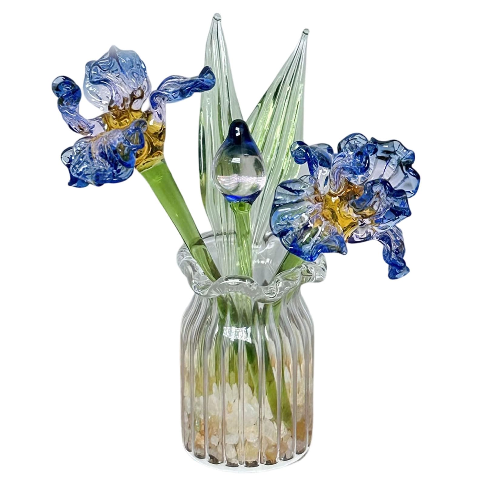 Whoasyst Clear Glass Vase Decoration with Colored Glaze Flower for Home Flower Arrangement Anniversary Wedding Table Centerpieces Glass Vase