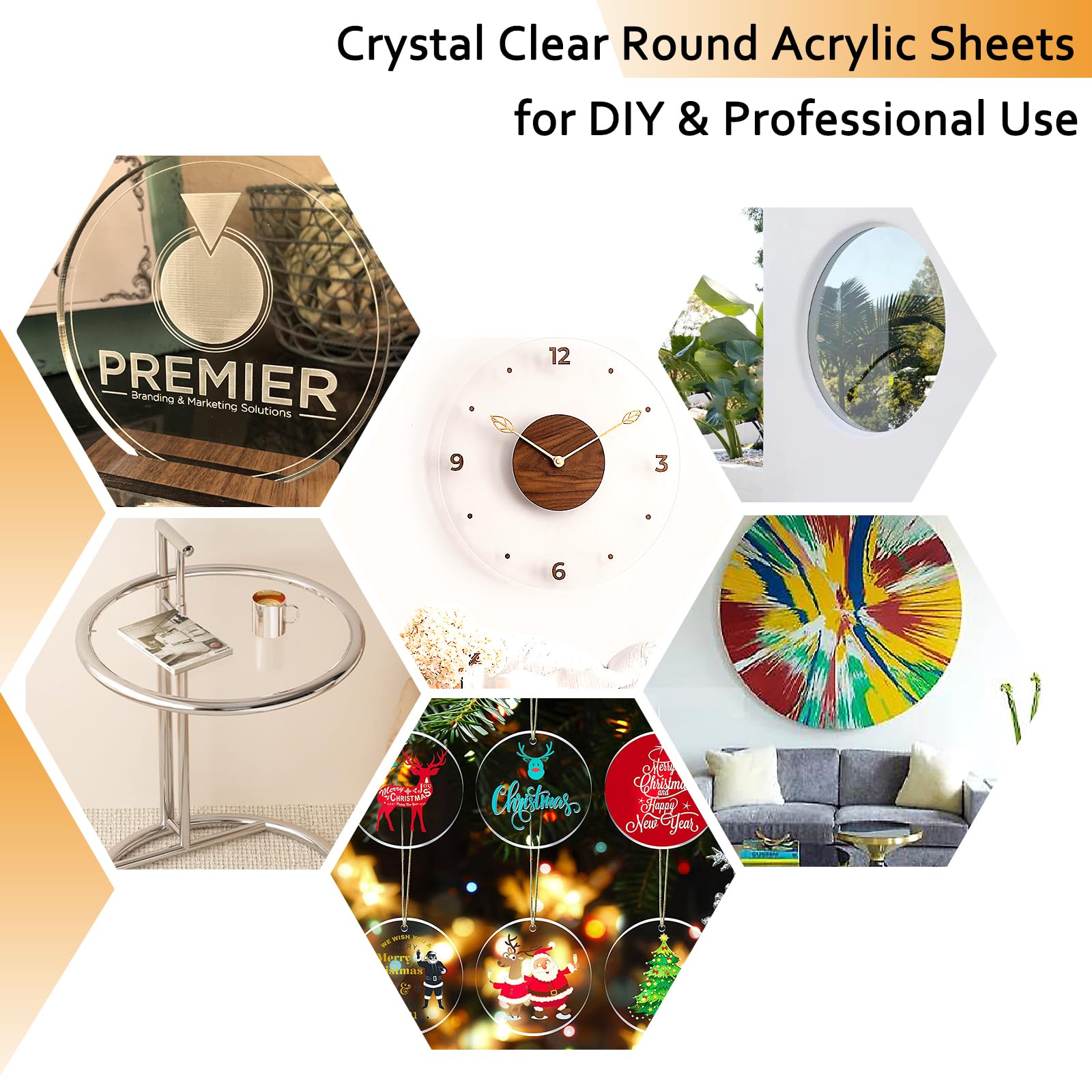 Clear Acrylic Sheets - 13" Round, 2 Pack -6