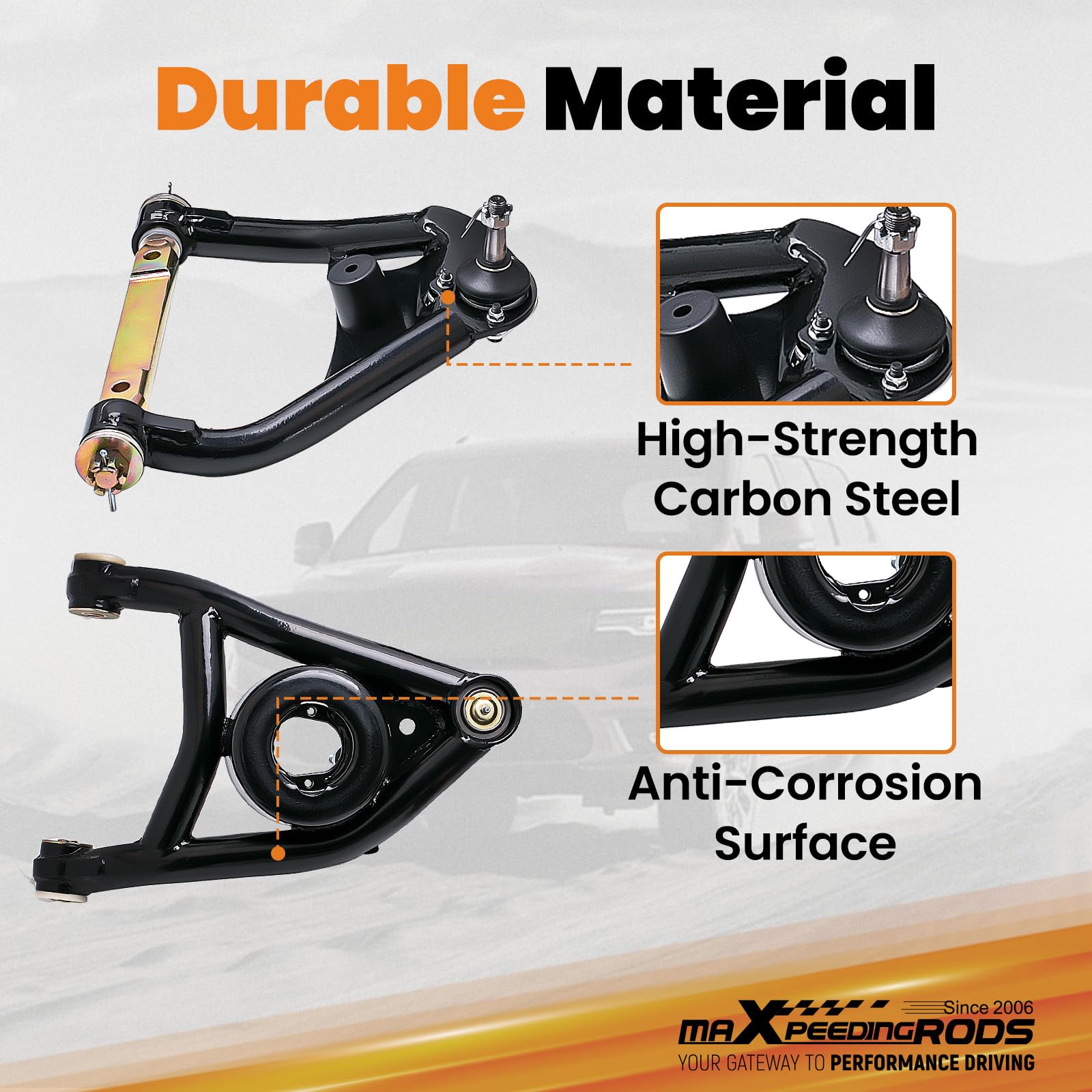 maXpeedingrods Wzmocnione wahacze rurowe (górne i dolne) do Chevroleta Malibu 1964–1972