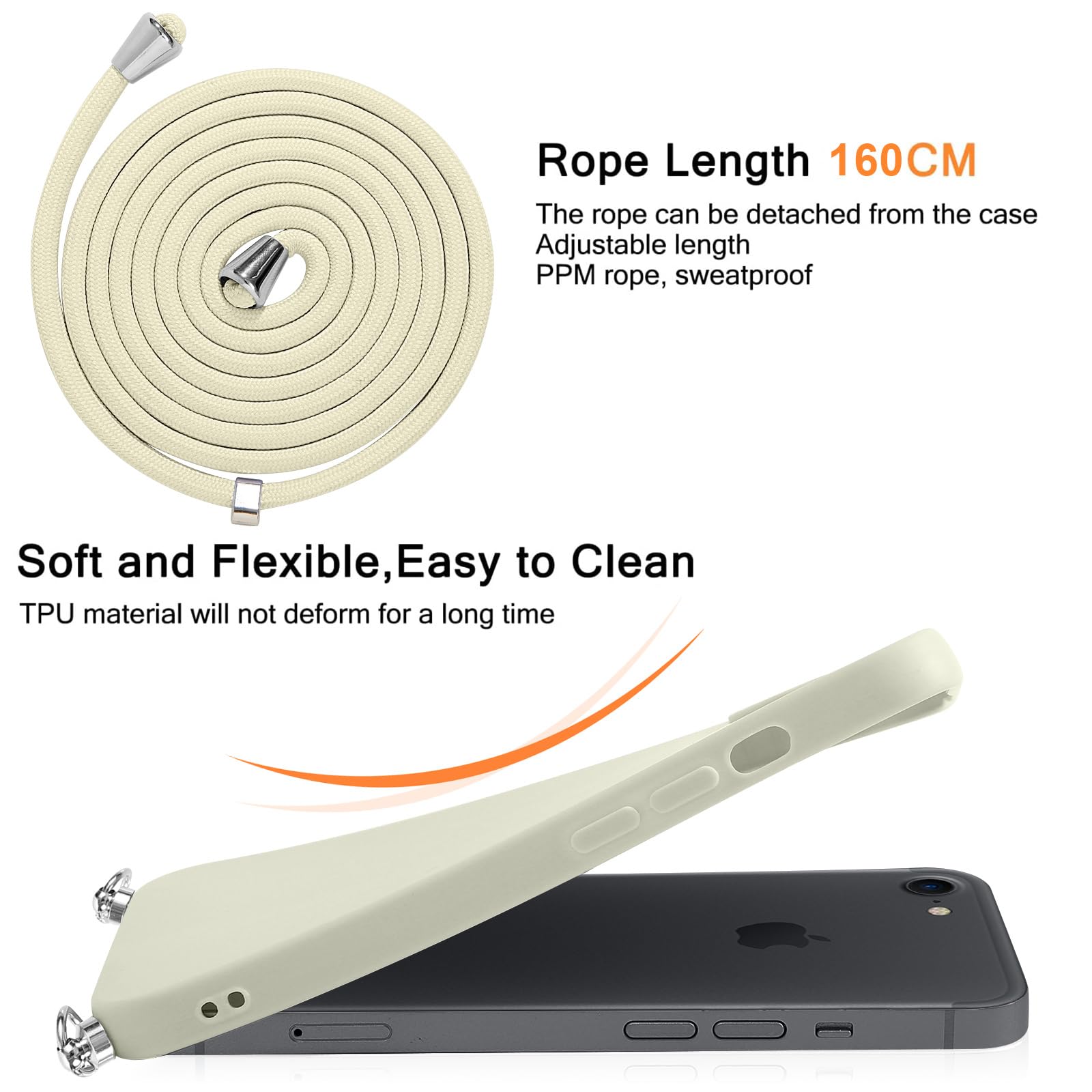 Custodia Foonary Per IPhone 7/8/SE Con Cordino Tracolla – Fiore Estetico 02 – Silicone TPU