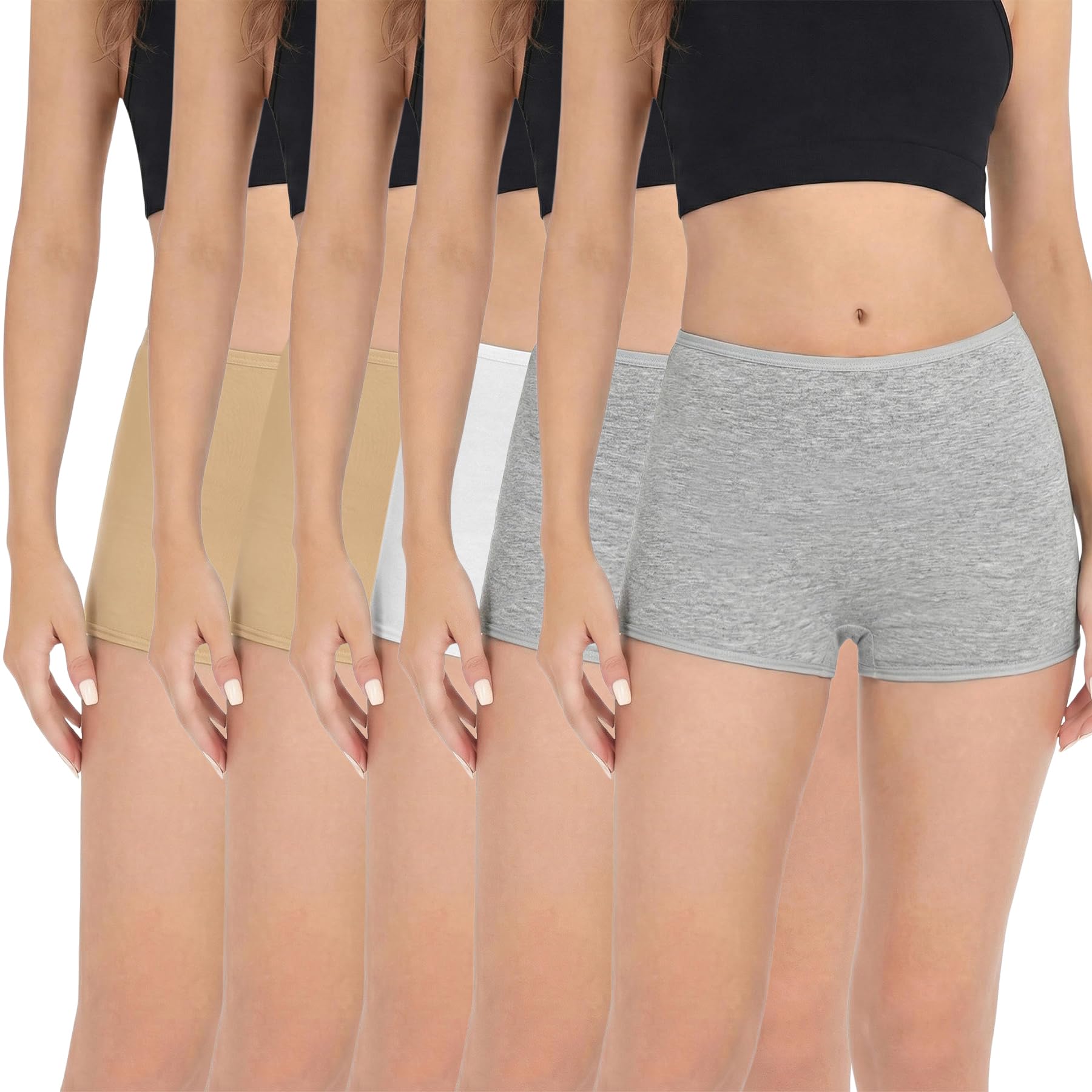 Marvmys Damen Boxershorts Baumwolle Unterwäsche Atmungsaktiv Bequem Weich Mittelhohe Panties Multipack S-XXL