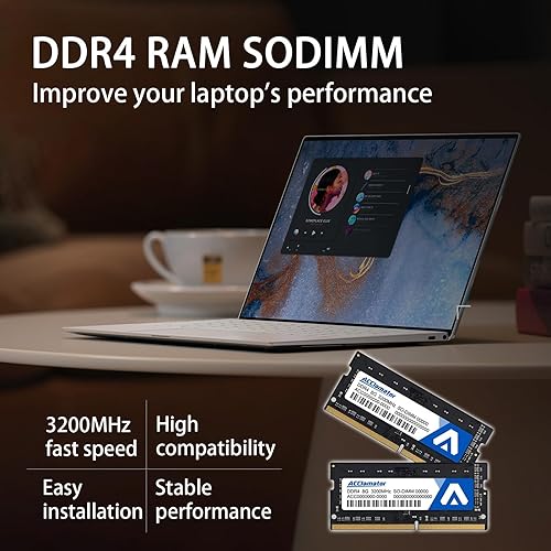 Miniatura 2 de Acclamator DDR4 16GB Kit (2x8GB) 3200MHz PC4-25600 CL22 1.2V Unbuffered Non-ECC SODIMM 260-Pin Laptop Laptop PC Módulo de memoria RAM Upgrade