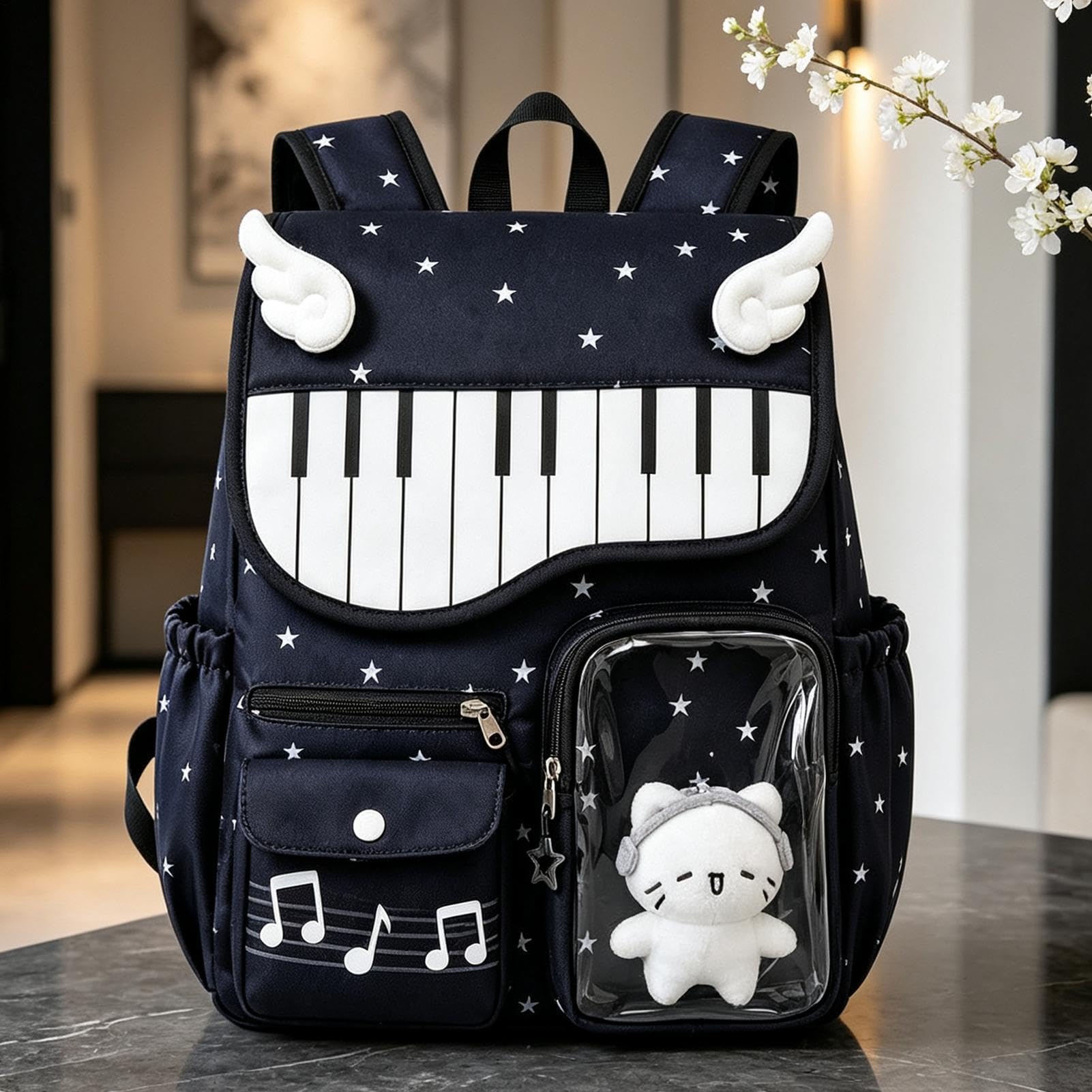 Zaino Musicale Borsa Porta Libri a Pois Carina alla con Ciondolo Decorativo