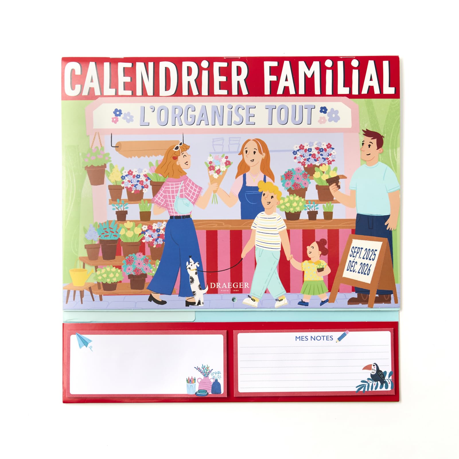 DRAEGER PARIS 1886 - Family wall organiser 28x28 cm - 2026-18 monthly cards - FSC paper - Family planning