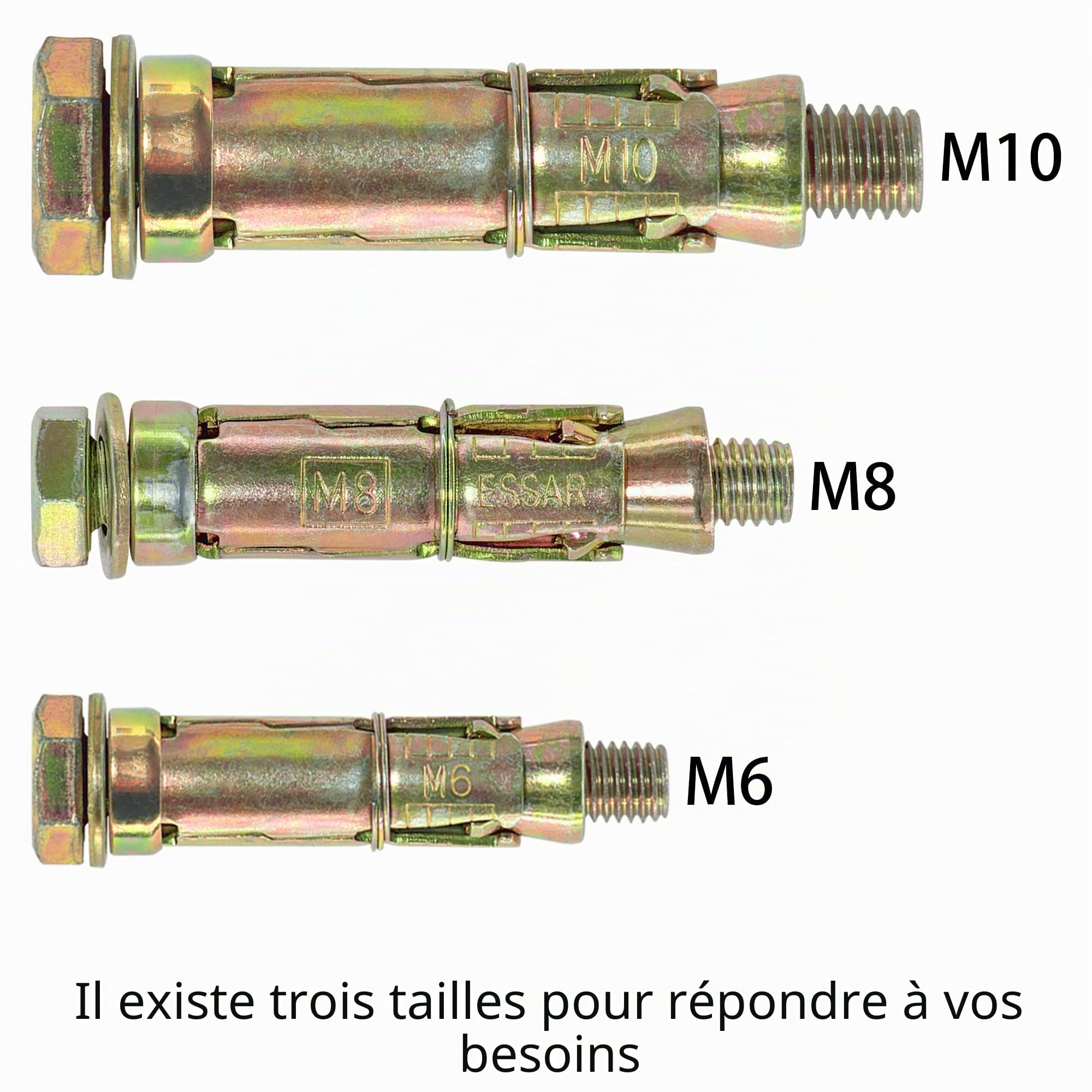 Lot de 12 boulons à expansion robustes (M8)