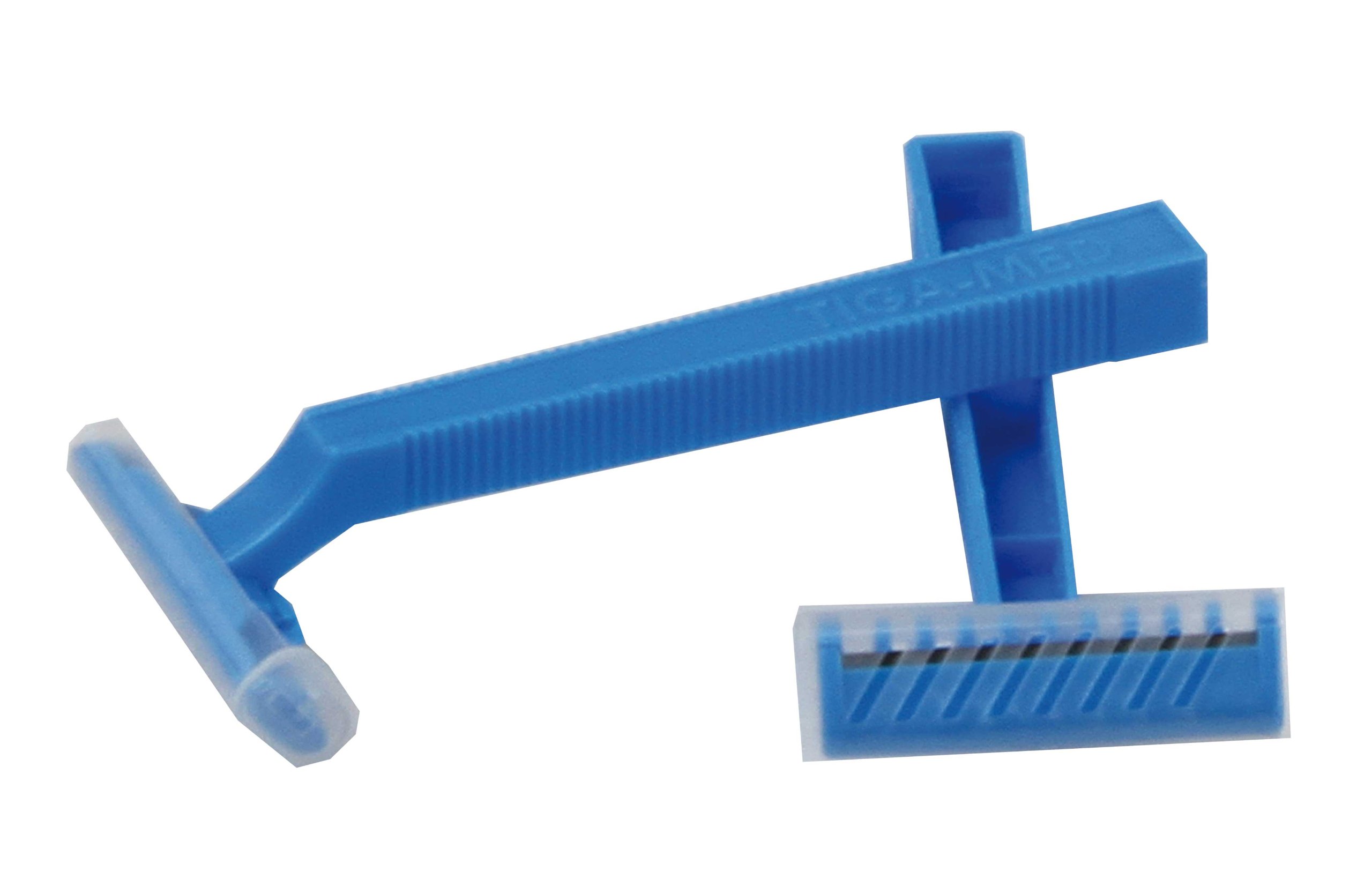 TIGA-MED Afeitadora Desechable De Un Solo Filo Azul Muy Afilada Para Afeitado Húmedo Y Seco 500 Unidades