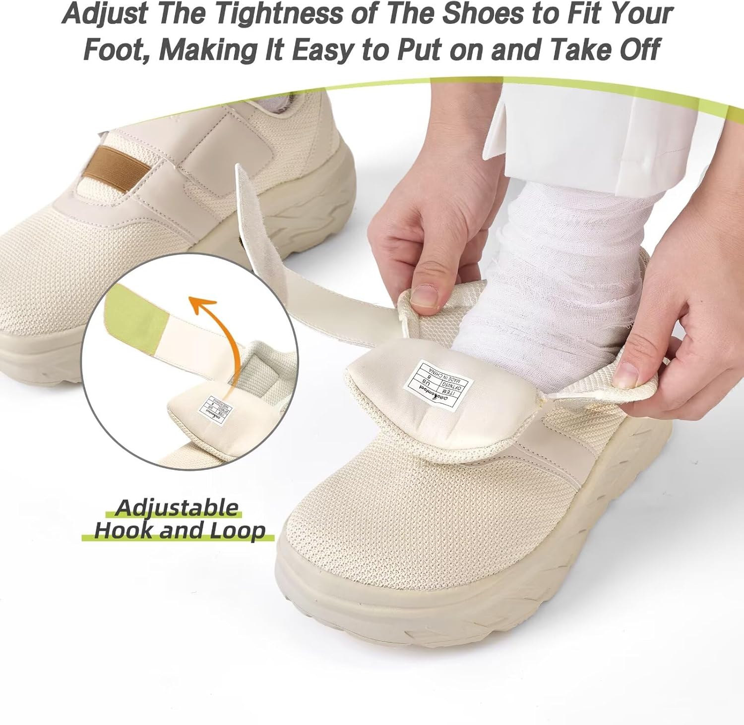 OrthoComfoot Women's Orthopedic Diabetic Wide Walking Shoes: Comfortable Casual Arch Support Plantar Fasciitis Loafers, Orthotic High Arch Swollen Feet Adjustable Work Shoes for Ankle and Heel Pain - Image 3