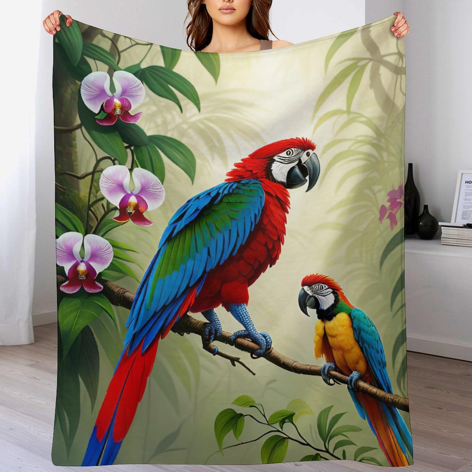 Manta de franela de loro suave, el regalo original y cálido para cumpleaños de niños