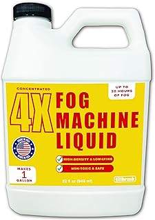 Fog Machine Liquid Concentrate - 32 oz Fog Machine Fluid - Makes 1 Gallon - High Density & Long-Lasting Fog Juice - Low-Lying, Universal, Water-Based Solution for Spooky Halloween Parties