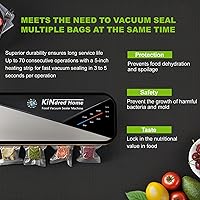 Vista 5 de Máquina selladora al vacío de alimentos – Sellador al vacío compacto multifuncional de 95 kPa con función de vacío externo, modos seco/húmedo con 10