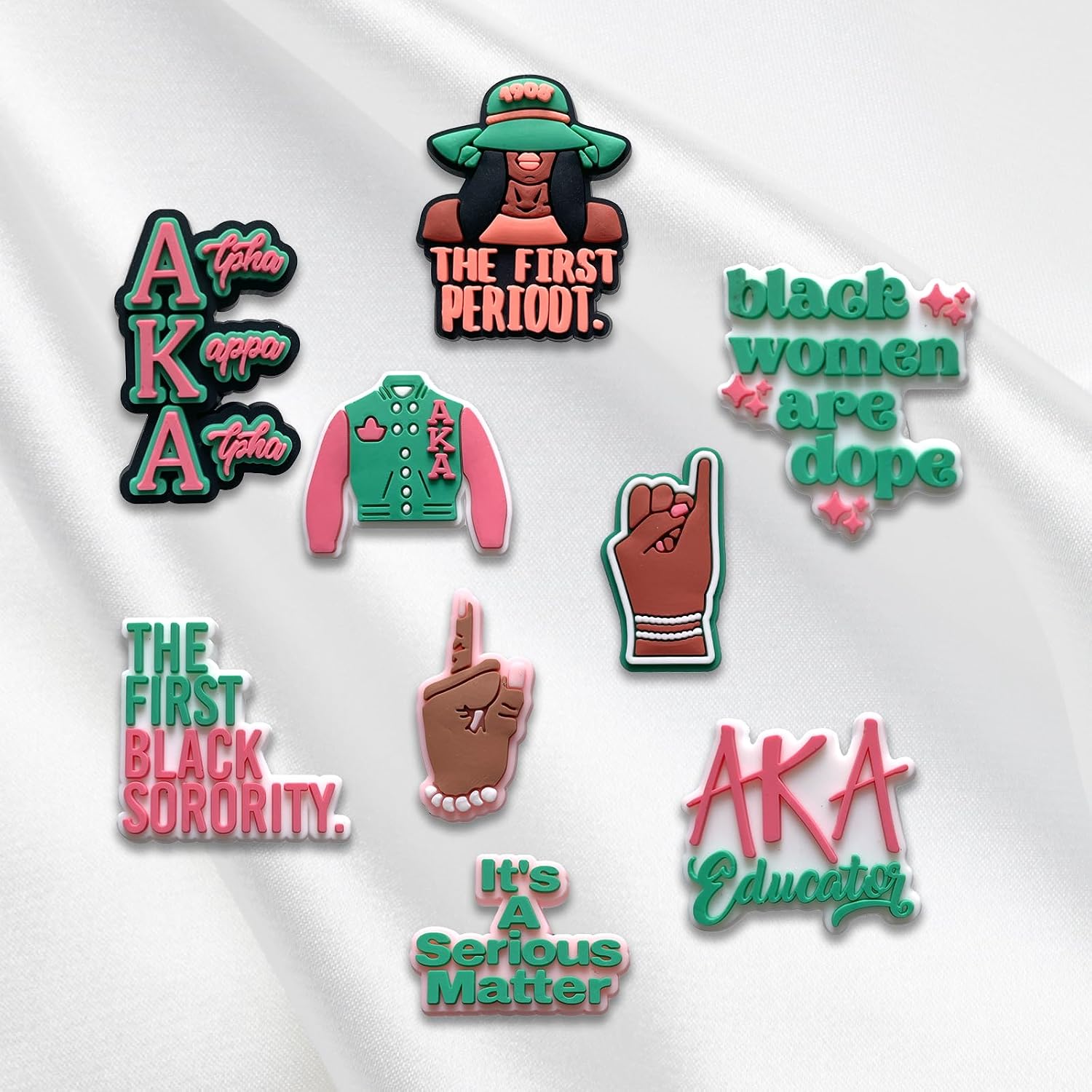 21Pcs Sorority Shoe Decoration Charms for Croc Clog Sandals, Sorority Shoe Accessories Charms for Adults