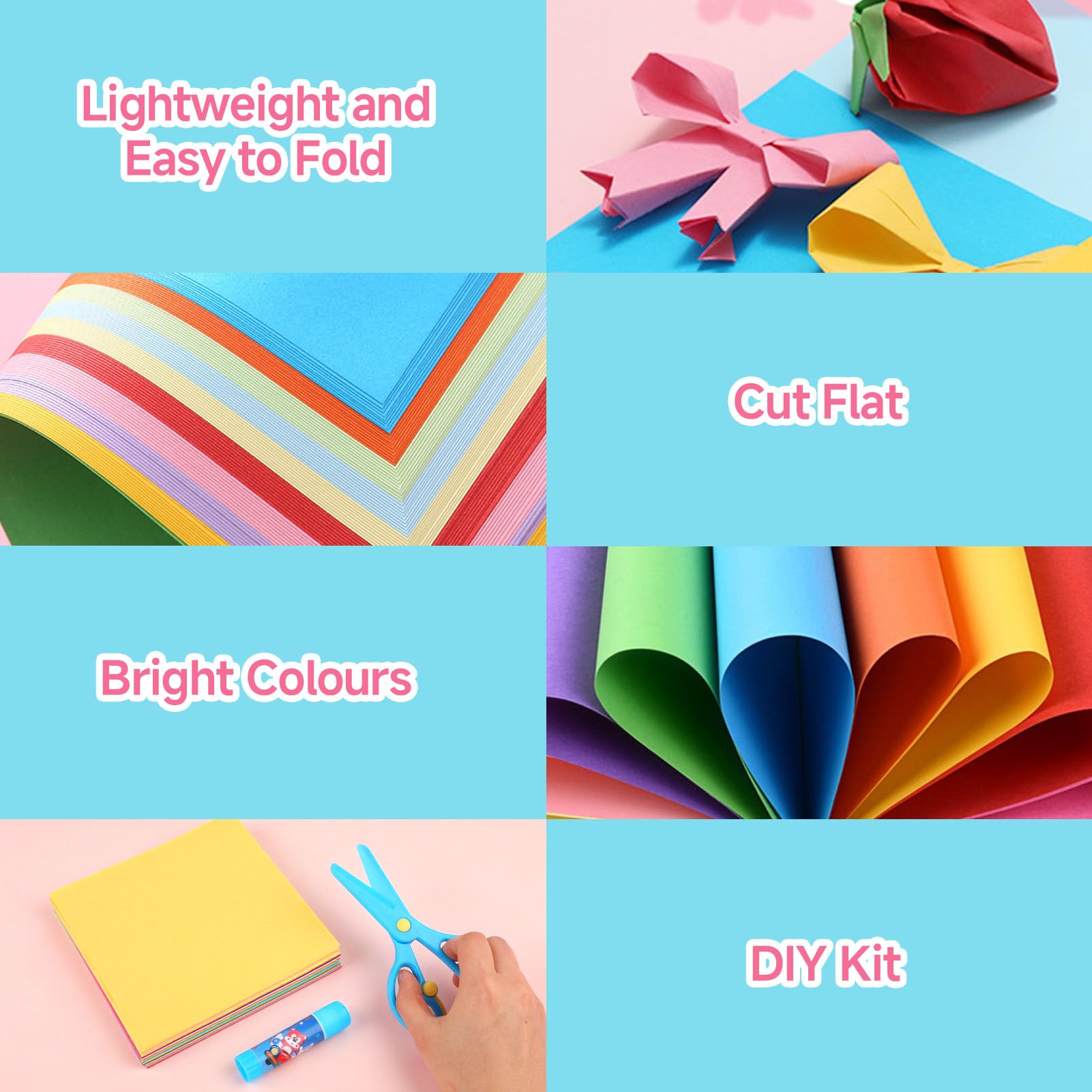 Arvoni Lot De 200 Papier Origami, Feuille Origami Coloré, 20 Couleurs 15x15 Cm Feuille Couleur, 80