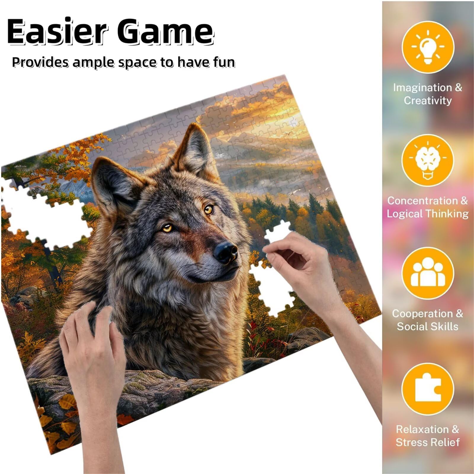 Jigsaw Puzzle, 6000 Pezzi Puzzle Classici, Animali Puzzle Rilassamento Intelligence, Mpossibile Difficile Puzzles impegnativo per adulti Puzzles per Gioco Familiare, Regalo per Amore Amico Lupo K0F170