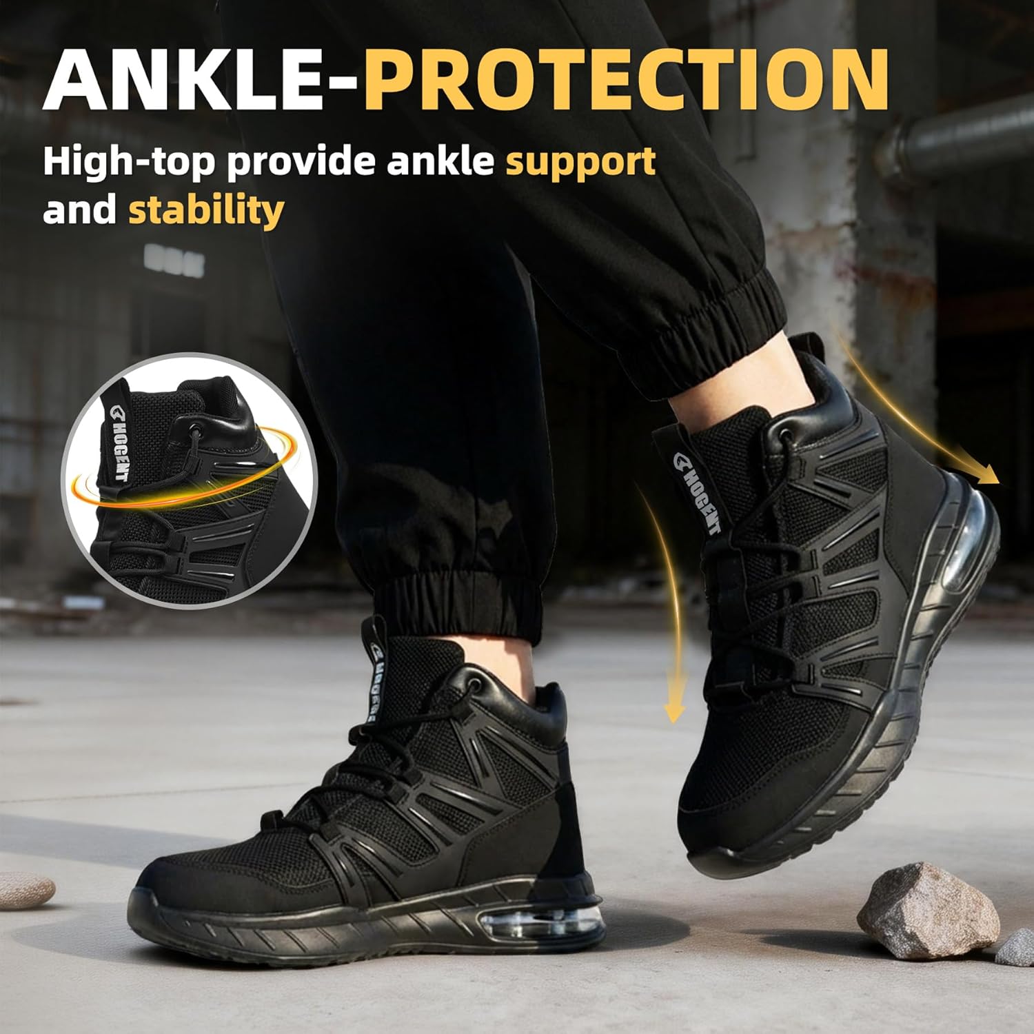 Hogent Steel Toe boots for Men Women Comfortable Lightweight Mens Work Boots with Air Cushion Puncture Proof Indestructible Safety Shoes for Construction & Warehouse Jobs - Image 6