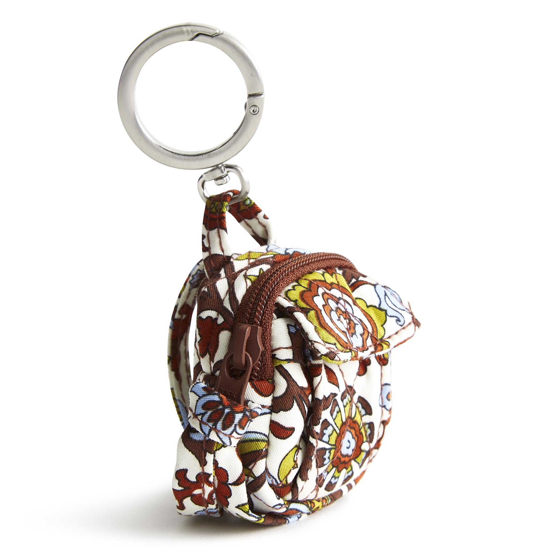 Vera Bradley Women's Cotton Original Backpack Bag Charm Key Ring, Marrakesh Vines Cream, One Size