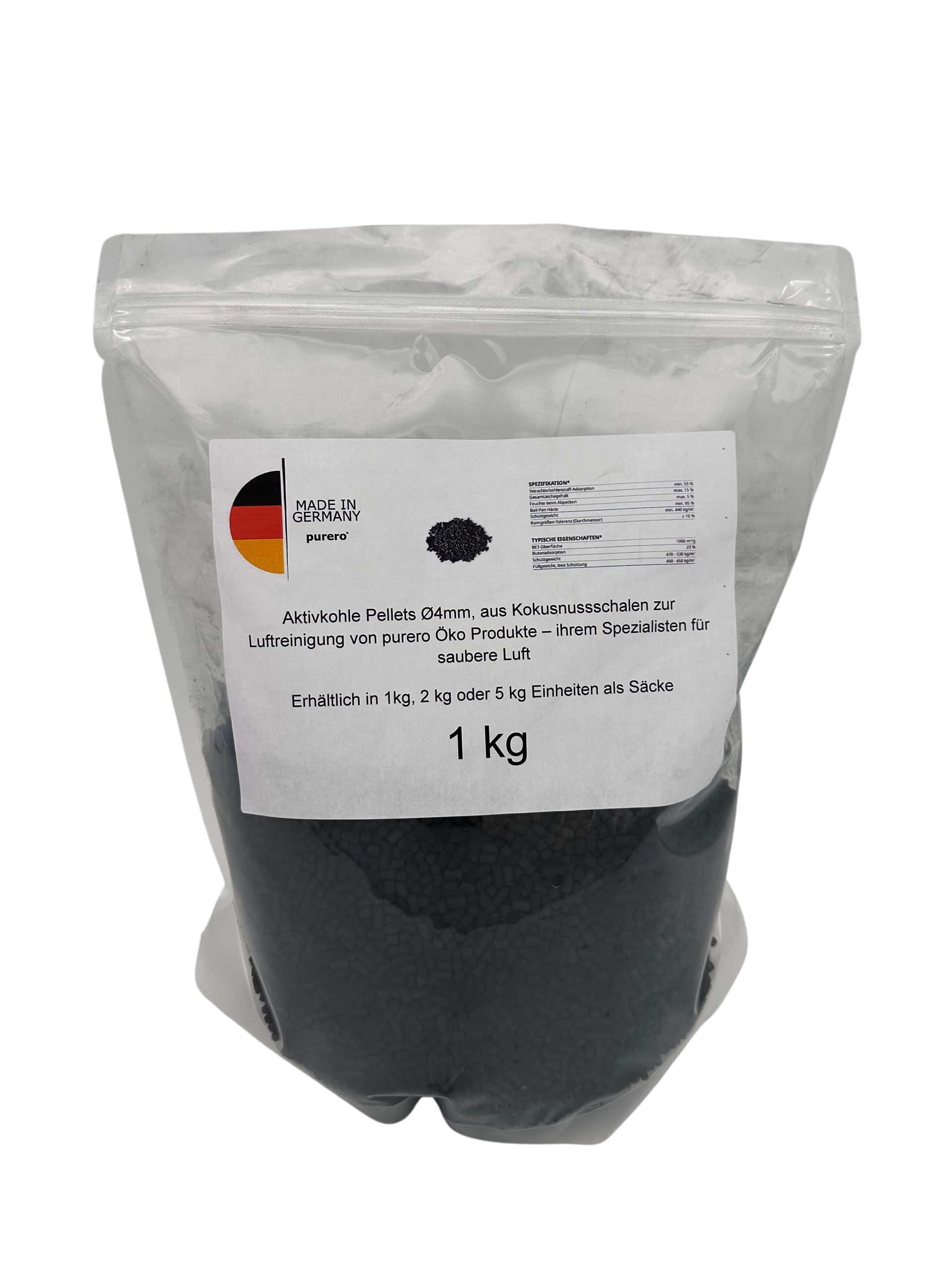 Pellets de carbón activado de 4 mm empaquetados en varias unidades. Producción y entrega exclusivas por el líder del mercado en productos de carbón activado en todo el mundo
