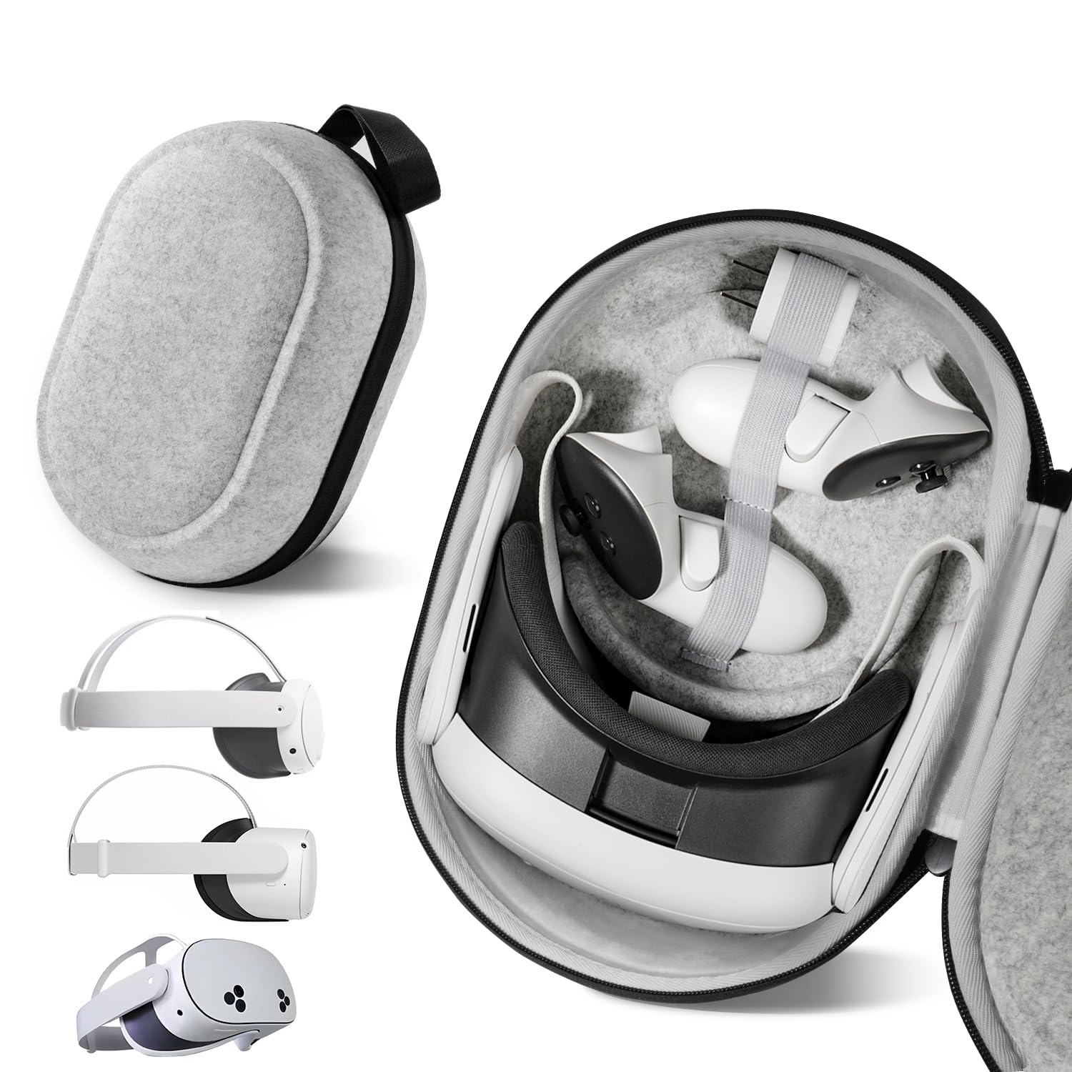 Large Space Carrying Case Compatible with Meta Quest 3S/Quest 3/Quest 2/Vision Pro VR Gaming Headset Original/Elite Head Strap and Controller