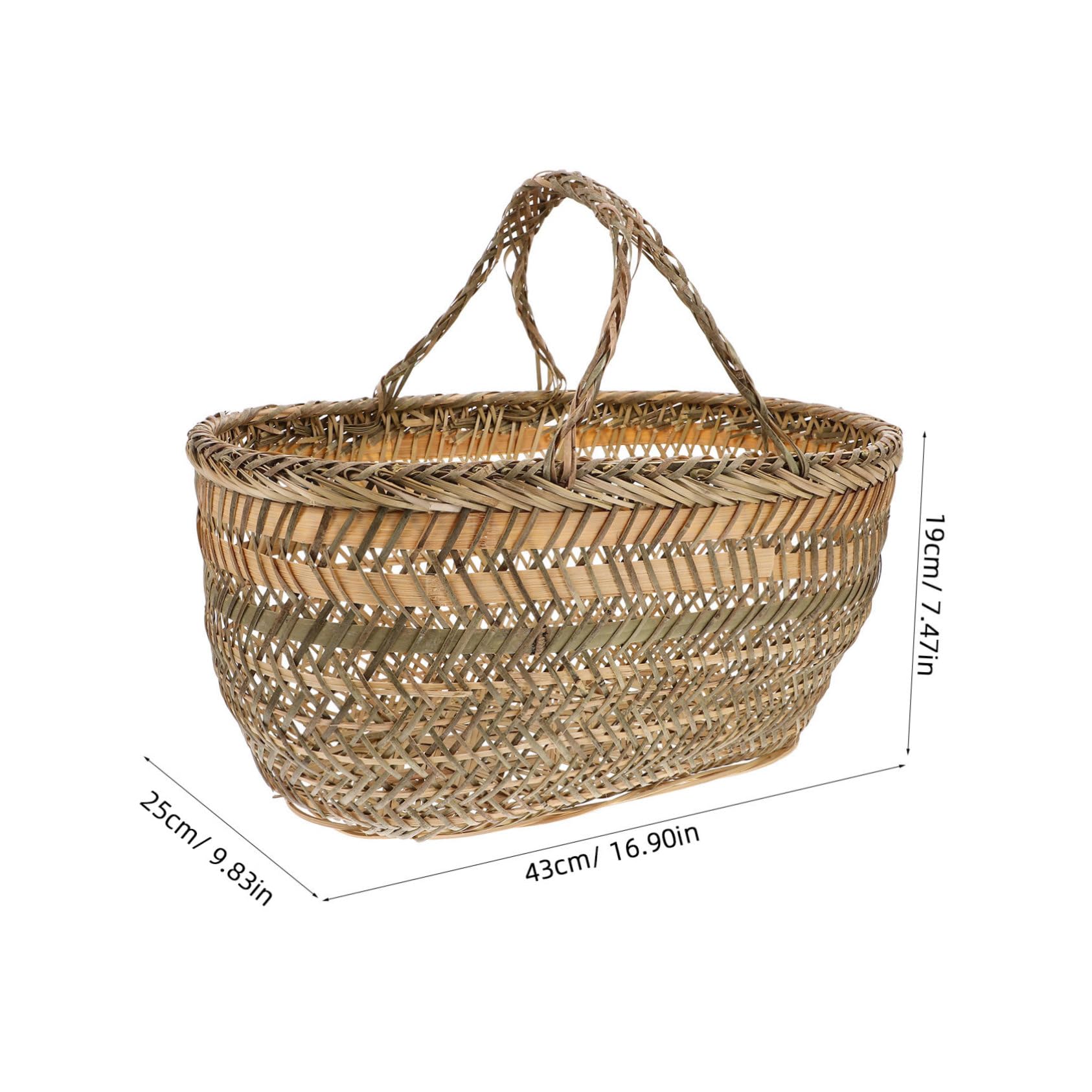 BESPORTBLE Cesta de almacenamiento de bambú rústico manejar Canasta de almacenamiento de mimbre para picnic Cesta de almacenamiento de mimbre para plantas titular de almacenamiento de picnic