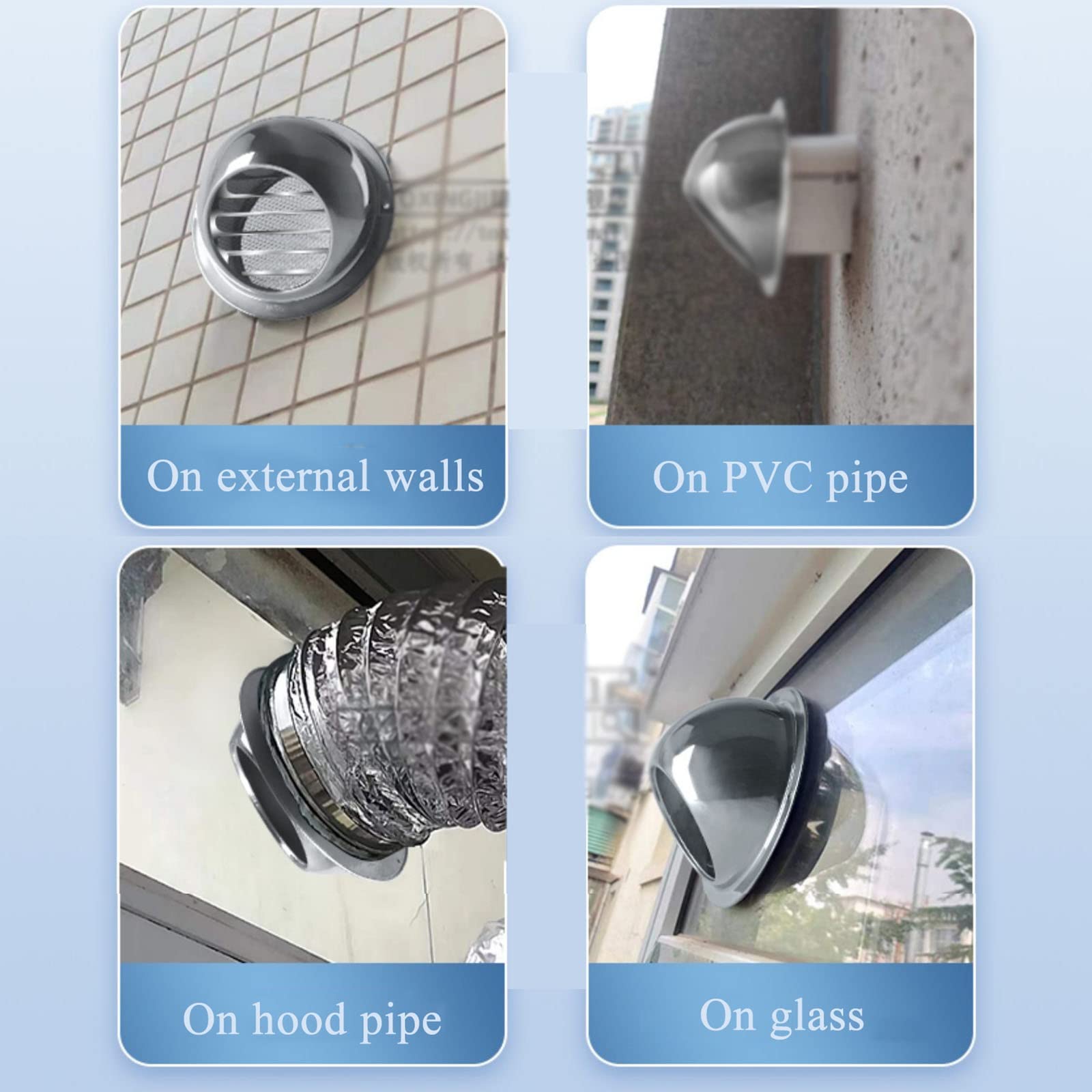 WORDFUN Grille D'aération en Acier Inoxydable, Grille De Ventilation Sortie D'évacuation, Grille De Hotte Intempéries, Grille D'évacuation d'air Ronde, avec Filet Couvercle