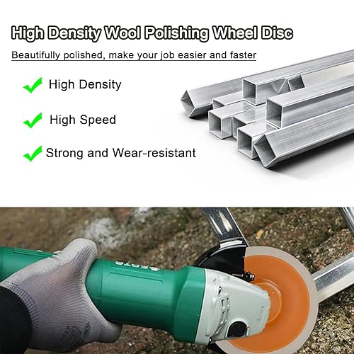 Miniatura 5 de Disco de rueda de pulido de fieltro de lana de 4-12 x 78 pulgadas, paquete de 8 discos de pulido de lana de 4.5 pulgadas 4 12 para amoladora