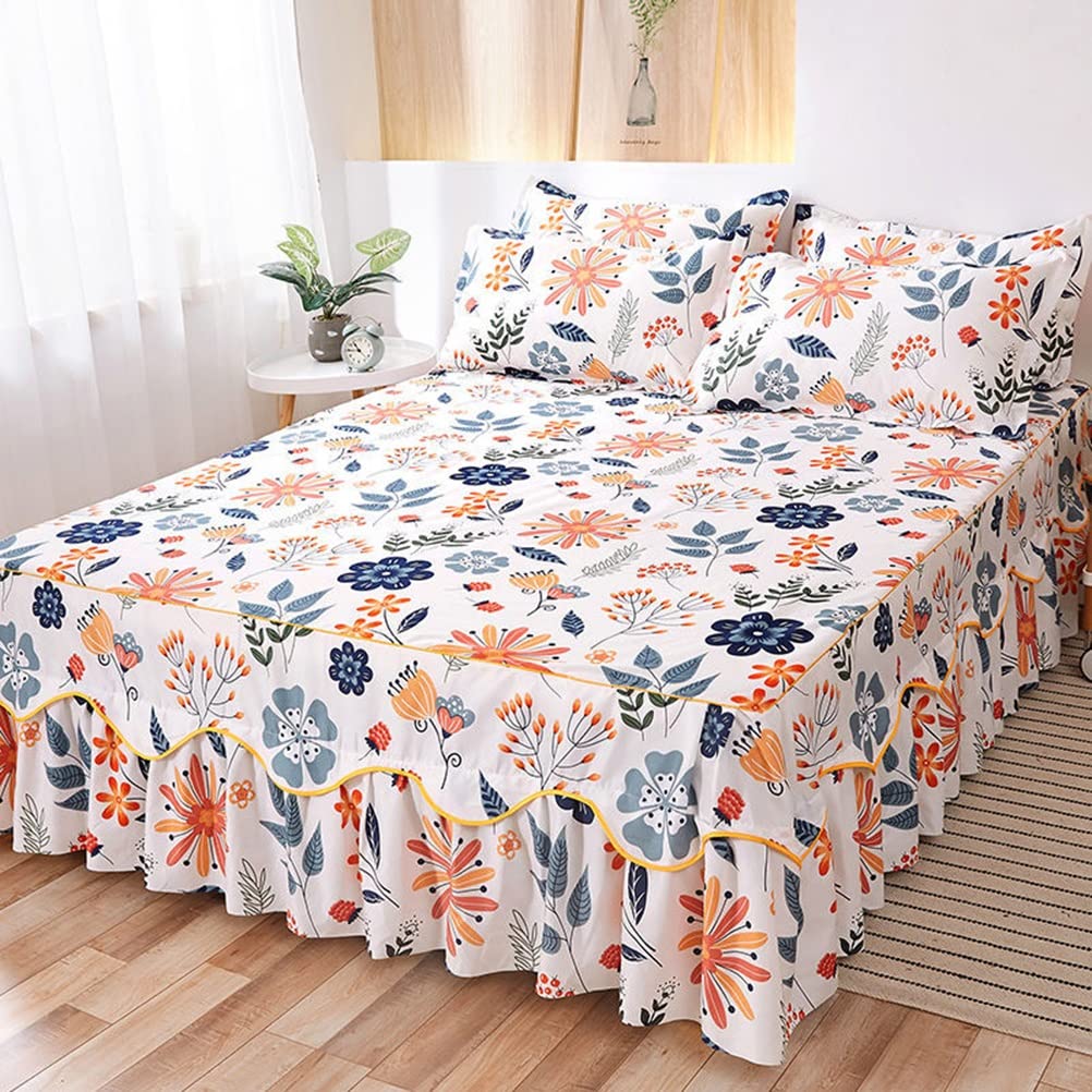 Jupe de lit de 45 cm de profondeur et sa parure blanche haut de gamme pour lit double