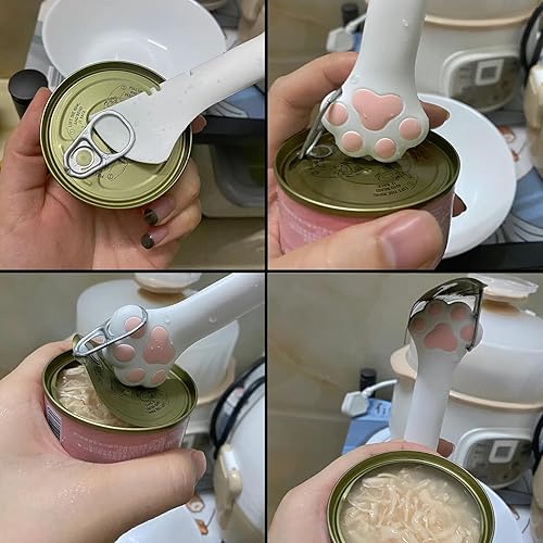Miniatura 4 de SJANE Cucharas y tapas de latas de comida para gatos  4 piezas  Abrelatas multifunción  Cubiertas de silicona para latas de alimentos para mascotas