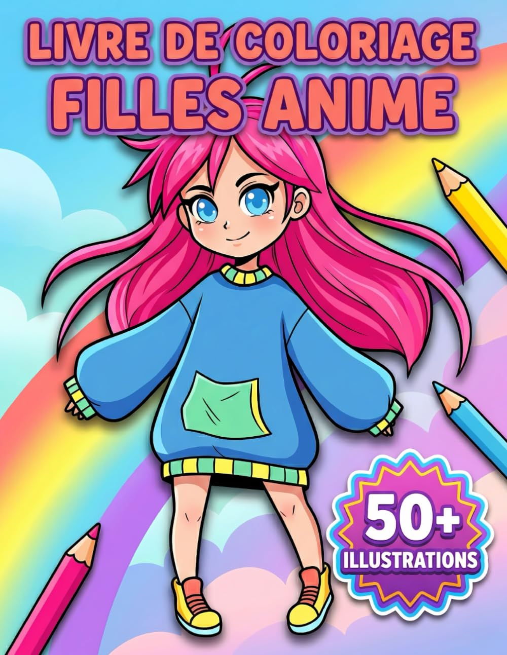 Livre de coloriage – Filles Anime: Plus De 50 Belles Illustrations Manga Pour Enfants Et Adolescents : Idéal Pour La Détente Et L'Art