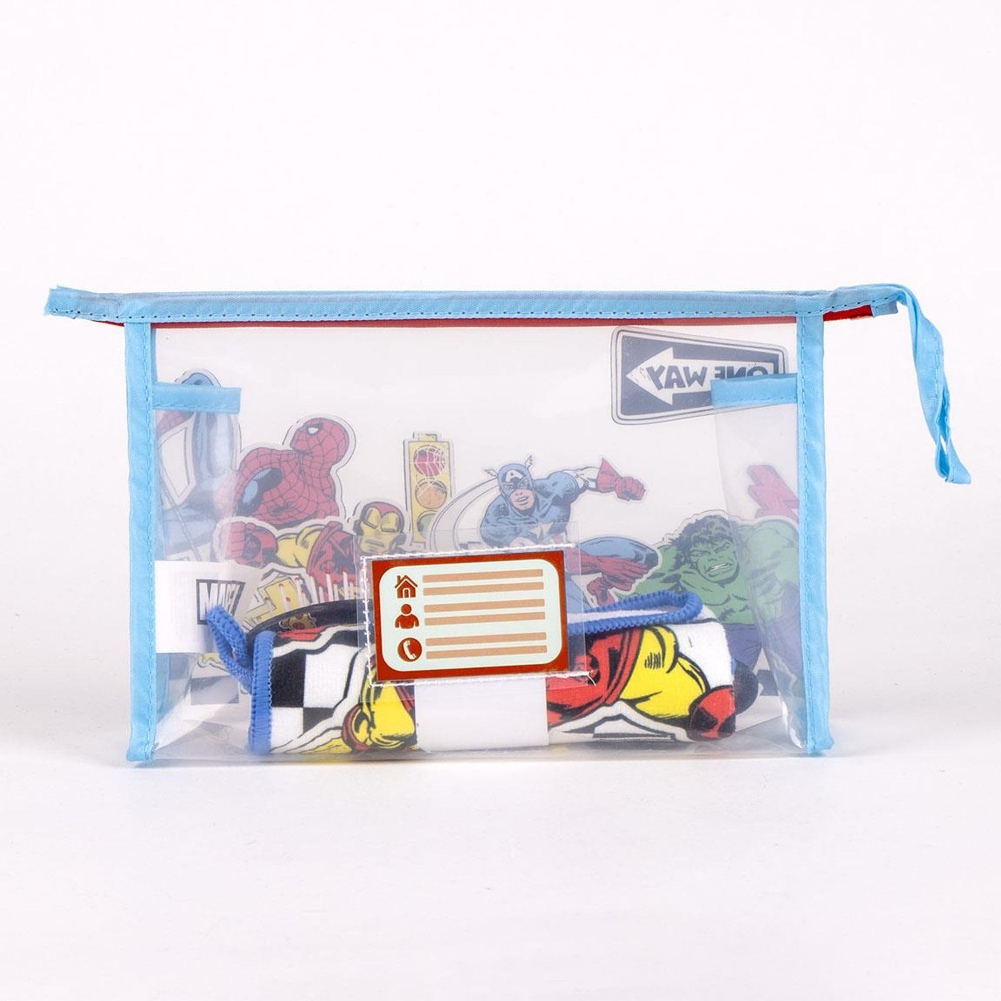 Set di spazzole per capelli per bambini Marvel Avengers con asciugamano e custodia trasparente - Borsa per la cura personale Avengers e accessori originali dei supereroi
